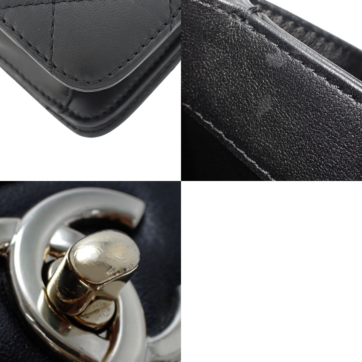 黑色羊皮绗缝 Coco Mark 手提单肩包