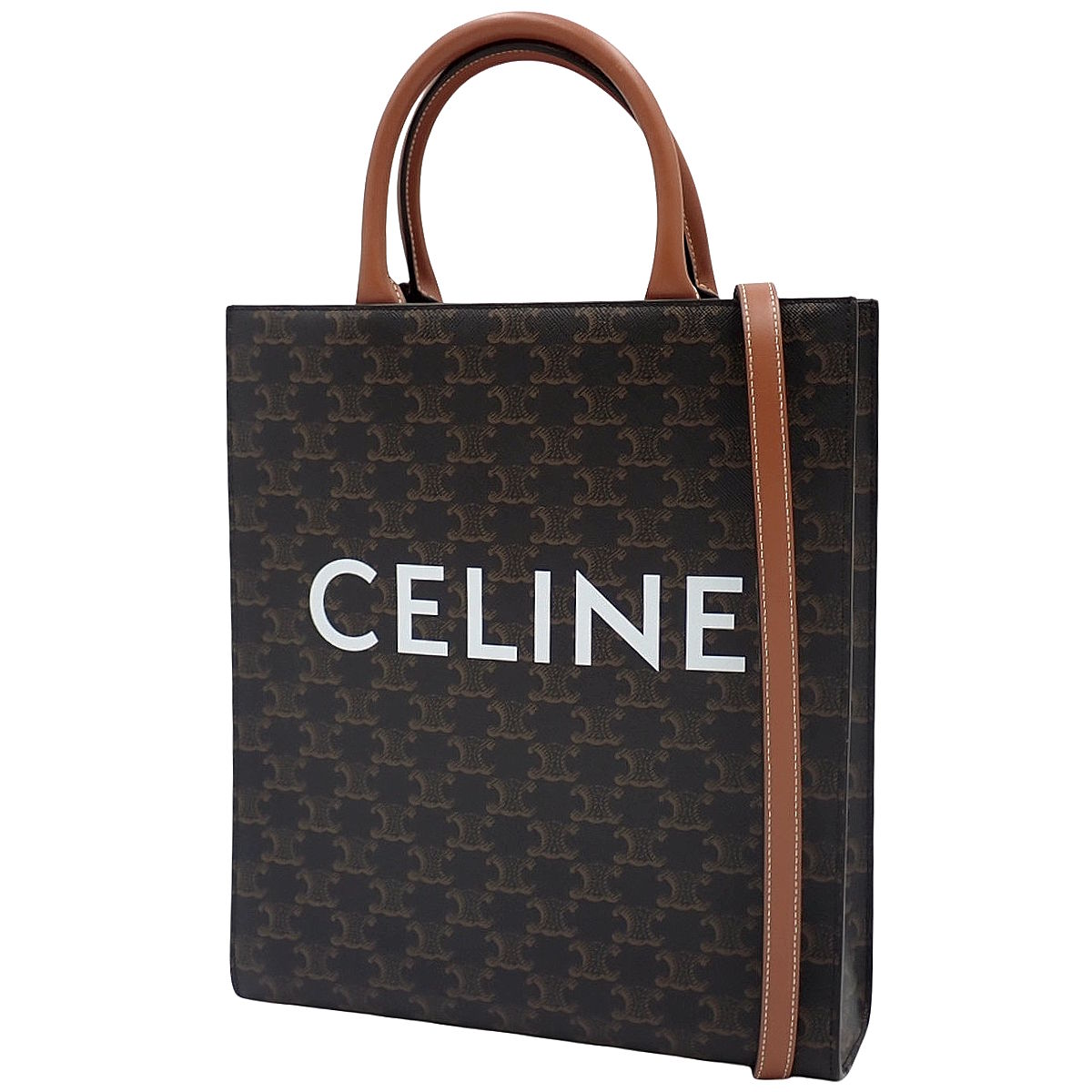 スモール バーティカル カバ カーフ トリオンフキャンバス ダークブラウン ブラウン 191542BZK