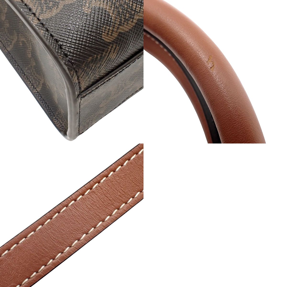 Small Vertical Cabas in Calfskin and Triomphe Canvas Dark Brown Brown 191542BZK