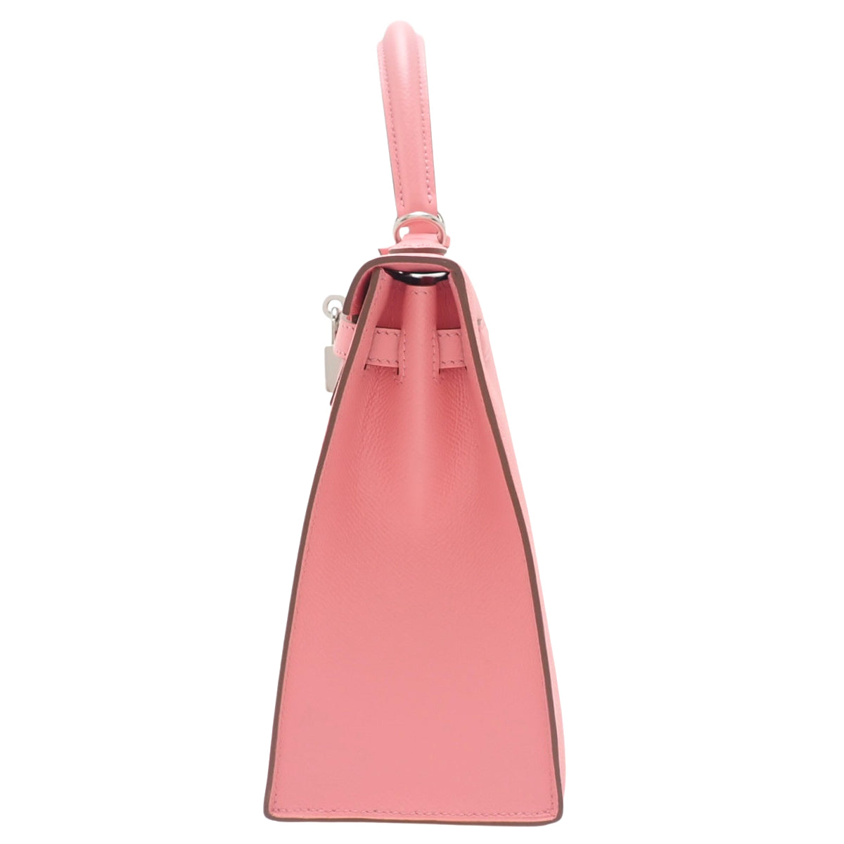 Kelly 25（外缝线）小牛皮 Epsom 玫瑰花饰边，配银色五金配件和 Y 字印章