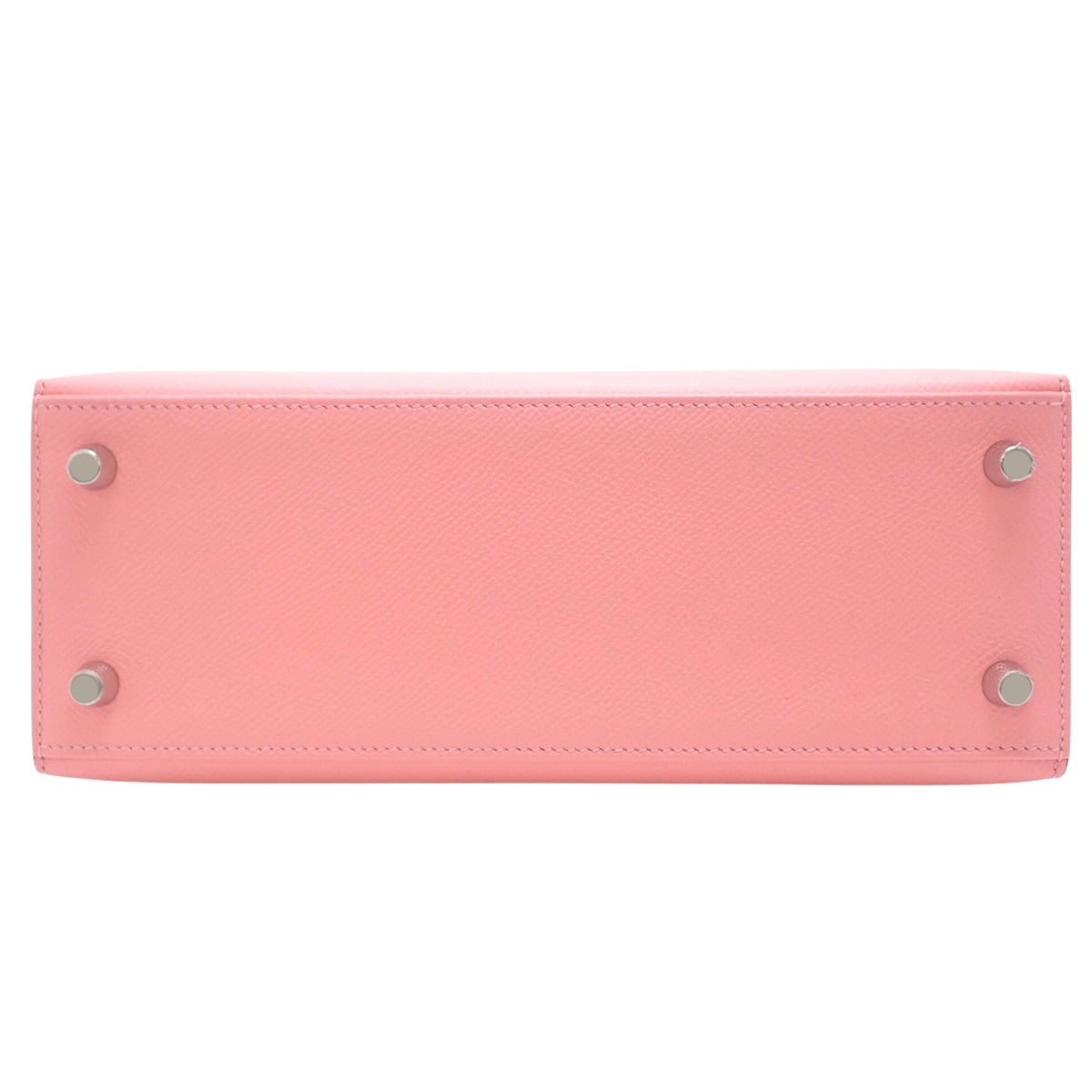 Kelly 25（外缝线）小牛皮 Epsom 玫瑰花饰边，配银色五金配件和 Y 字印章