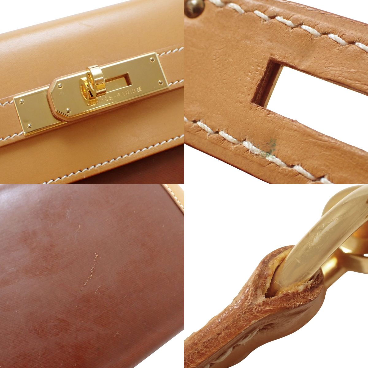 ケリー32 (内縫い) アマゾニア ヴァッシュ ナチュラル ゴールド金具 □C刻印