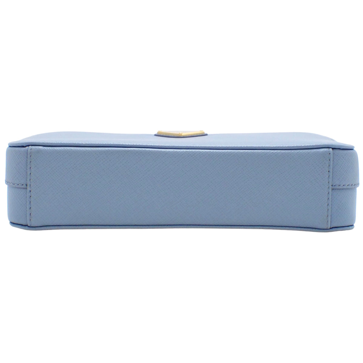 Triangle Logo Chain Wallet Saffiano Leather Light Blue 1DH010