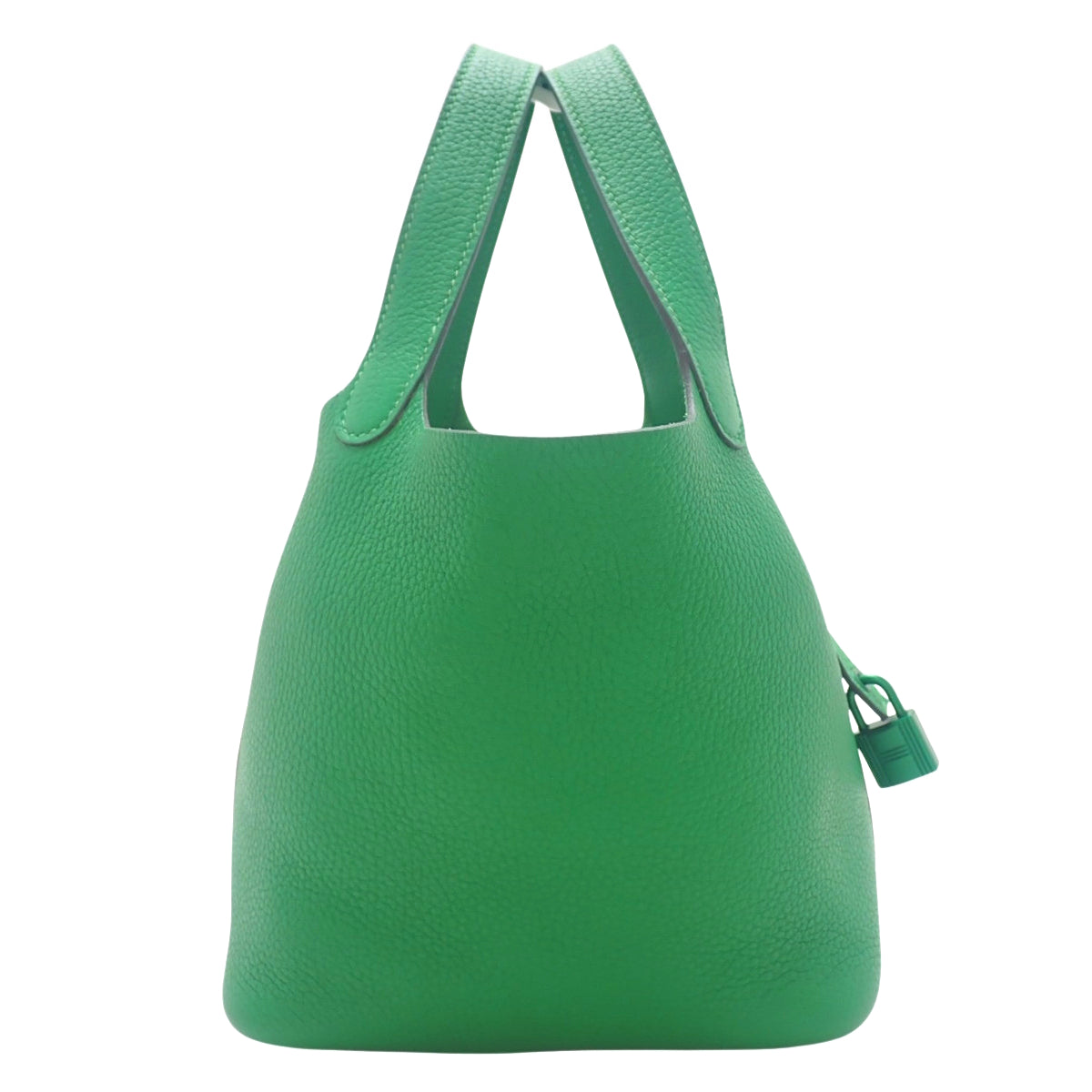 Picotin Lock PM 单色 Taurillon Clemence 竹纹皮革，配绿色五金件和 Z 字印记