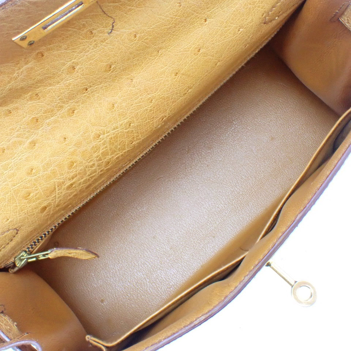 ケリー28 (外縫い) オーストリッチ チェスナッツ ゴールド金具 ○V刻印