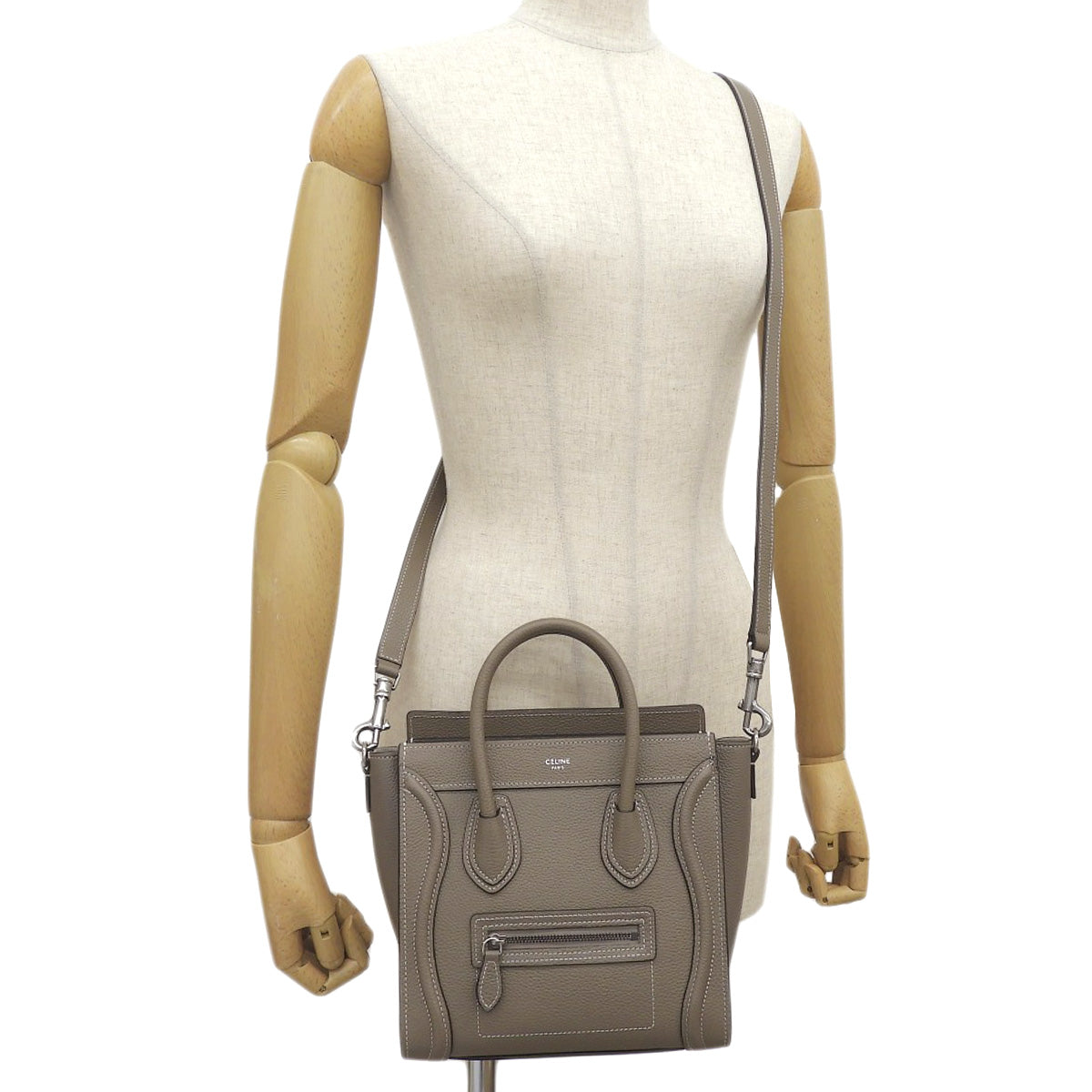 Luggage Nano Shopper in Drummed Calfskin, Slim Fit, 189243DRU.09SO