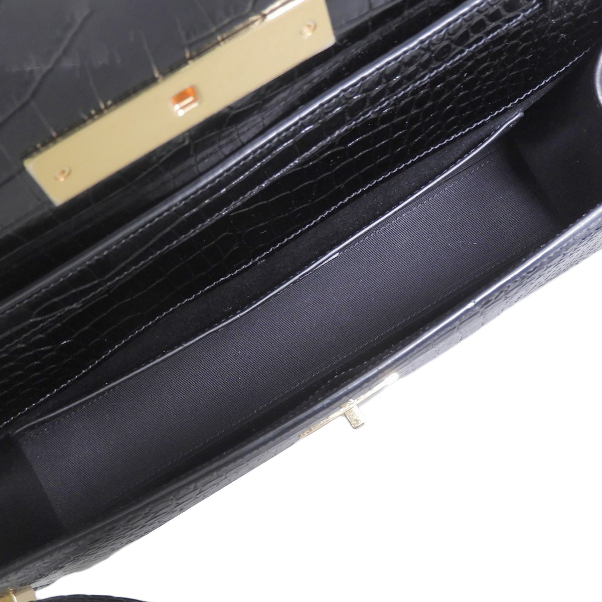 ボックスマンハッタン ミディアム クロコダイル型押し ブラック 579271 肩掛け