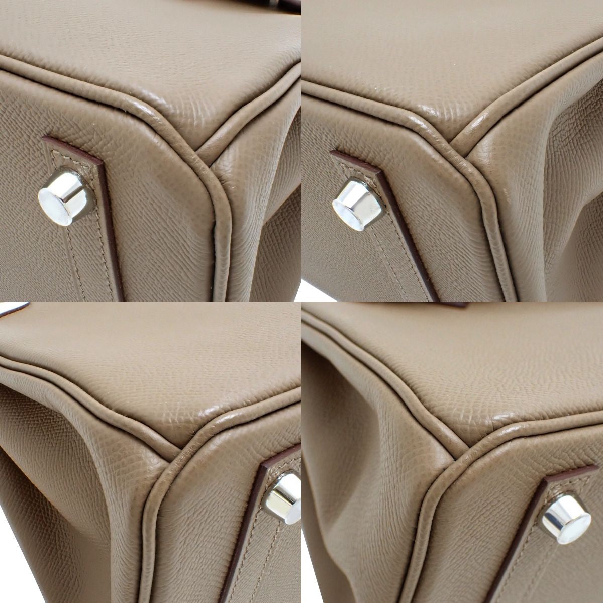 爱马仕铂金包25，三色，Epsom牛皮，大象灰/Etoupe色，Gris Perle色，Ebène色，银扣，B刻。