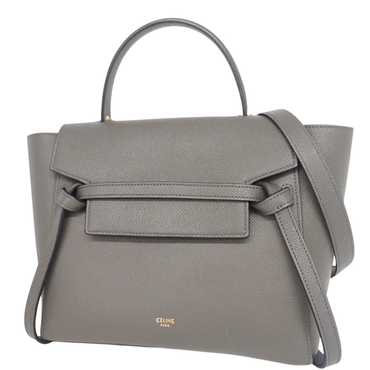 Belt bag in micro-grained calfskin, grey, 189153ZVA.10DC