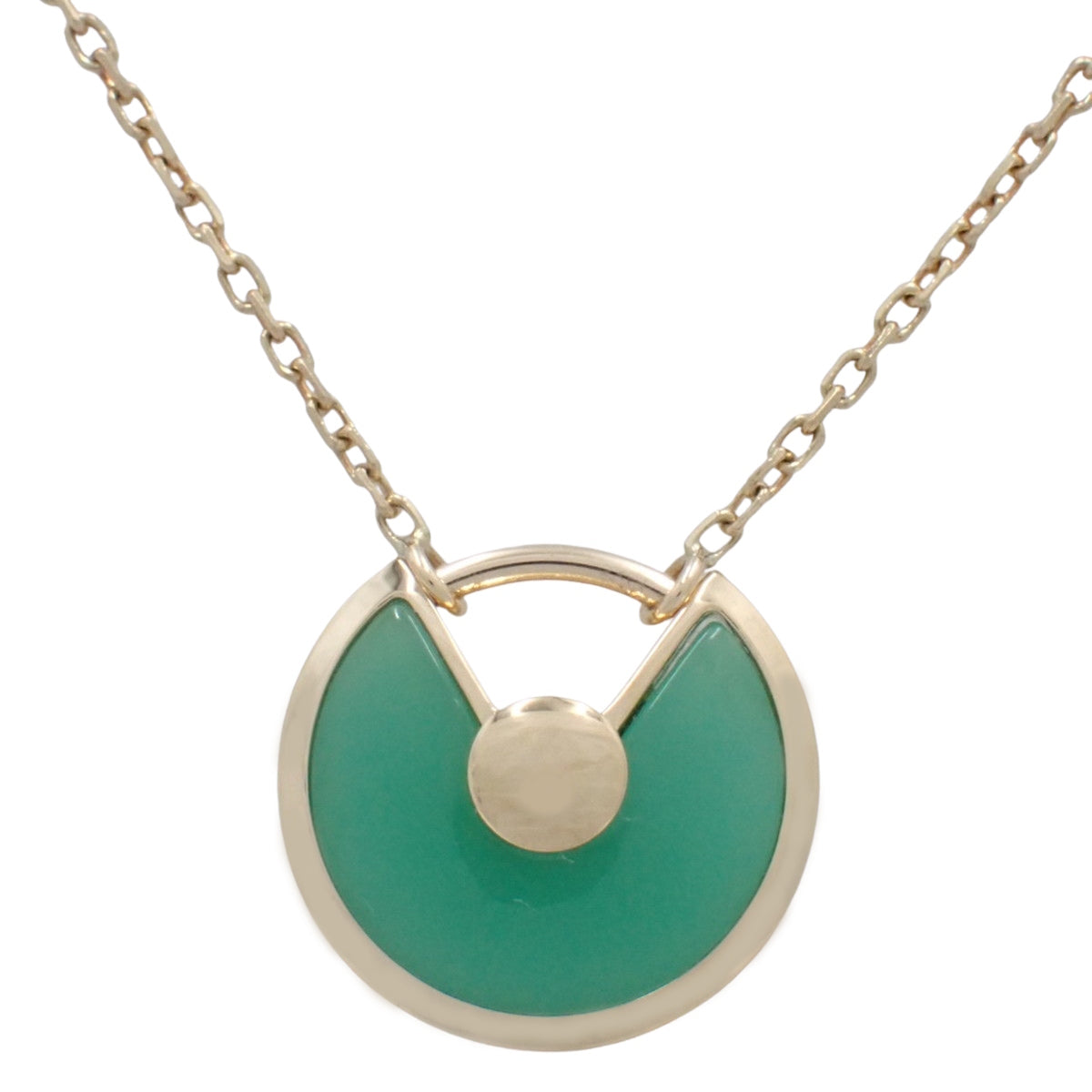 アミュレット ドゥ カルティエ ネックレス クリソプレーズ/ダイヤモンド イエローゴールド K18YG 3.0g