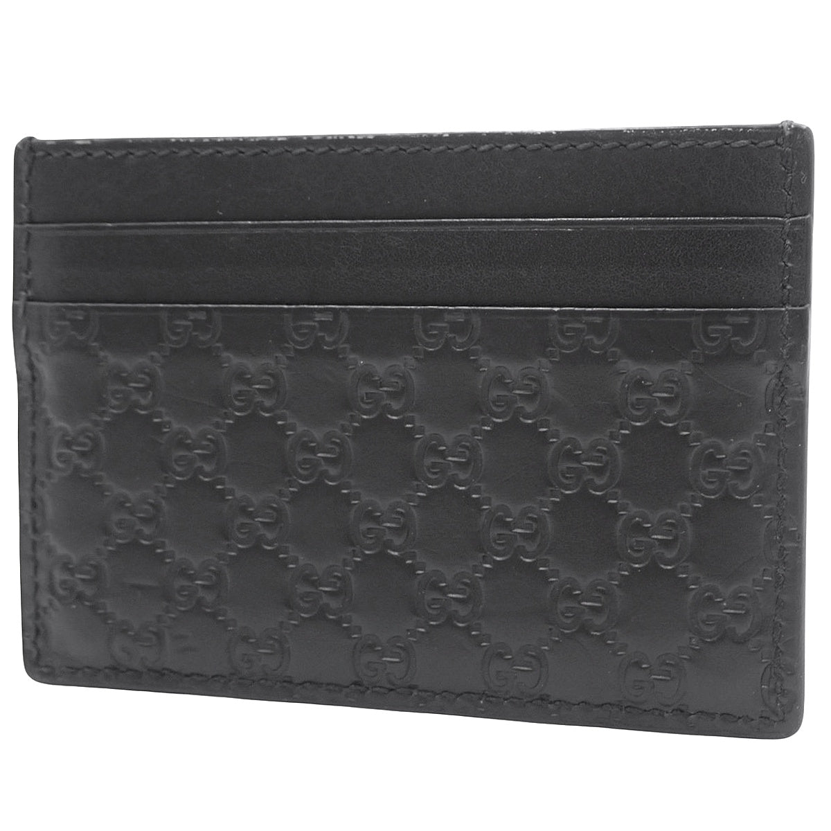 Gucci Microguccisima 卡包，黑色压纹牛皮 262837