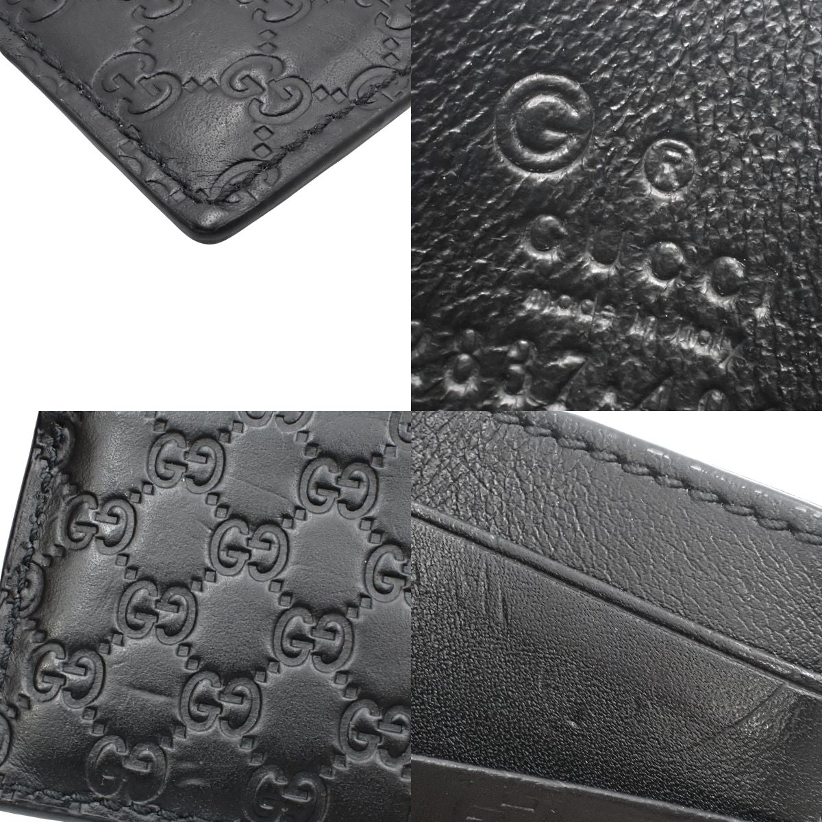 Gucci Microguccisima 卡包，黑色压纹牛皮 262837