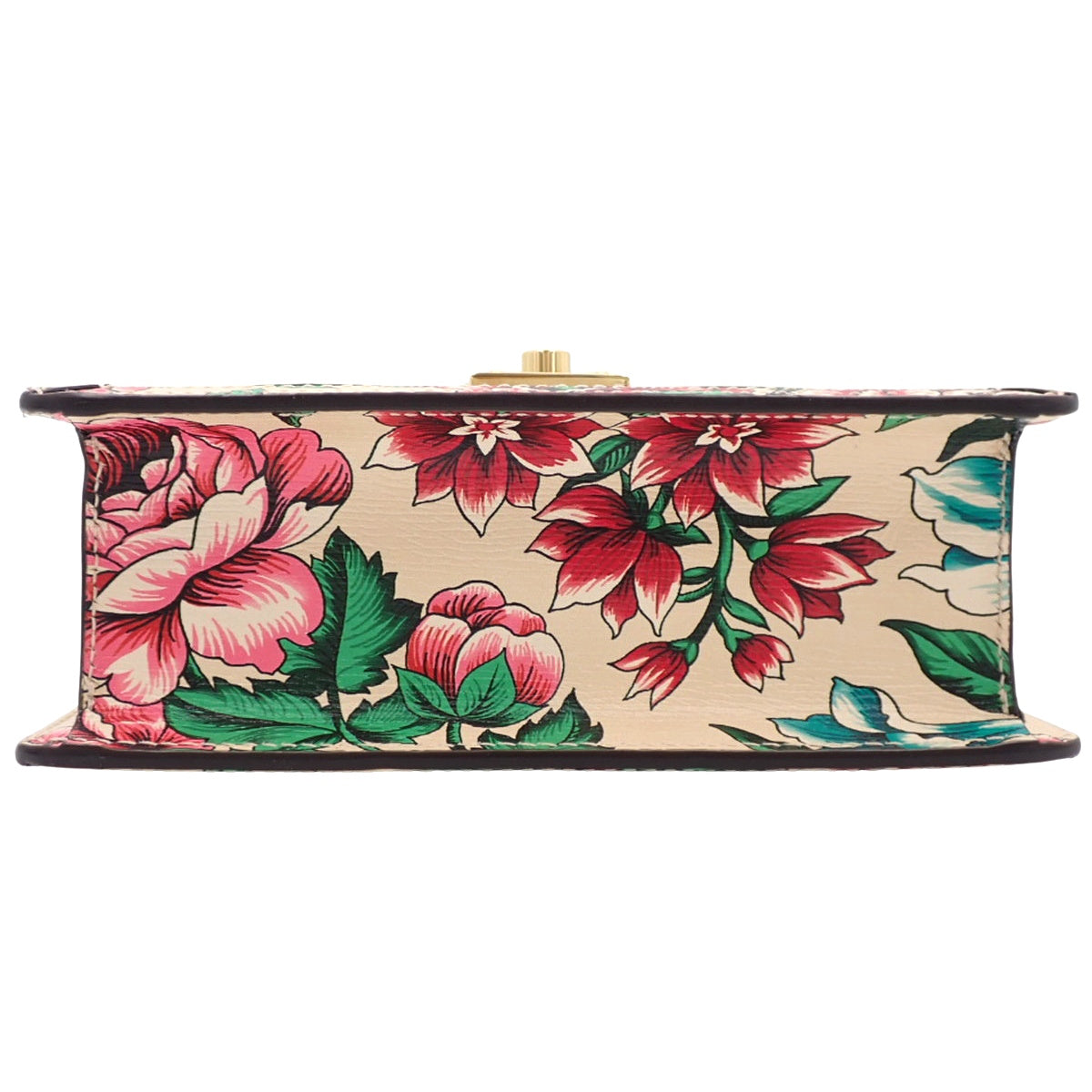 GG Mini Chain Shoulder Bag Leather Ivory Pink Multi-color 696180