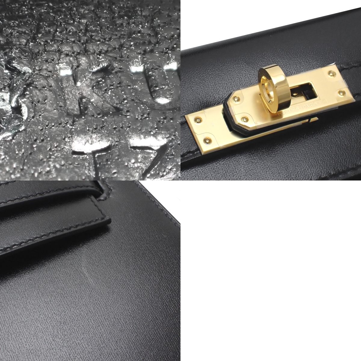 Kelly 25 (Sellier) Boxcalf Black Gold Hardware K-stamp