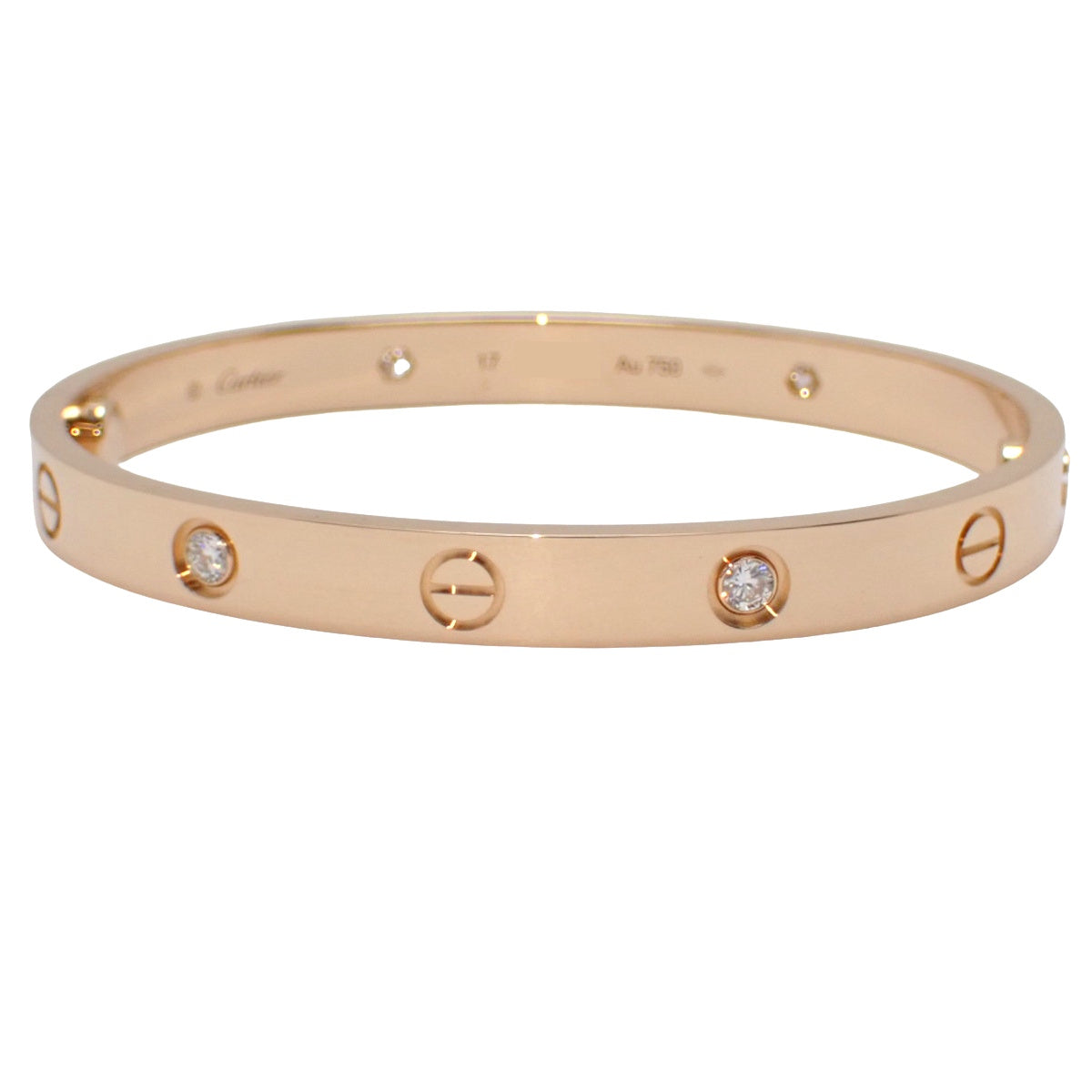 LOVEブレスレット クラシックモデル ダイヤモンド4石 ピンクゴールド K18PG 17 33.0g