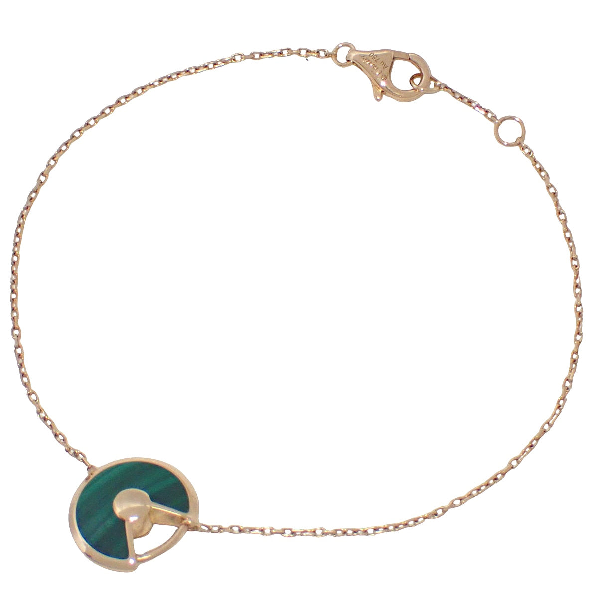 アミュレット ブレスレット ダイヤモンド/マラカイト ピンクゴールド K18PG 2.1g 1PD