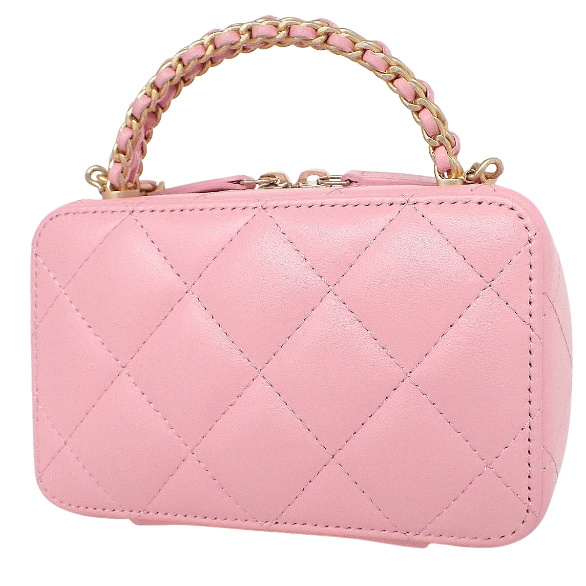 マトラッセ ココマーク ミニバニティ チェーンショルダーバッグ ラムスキン ピンク