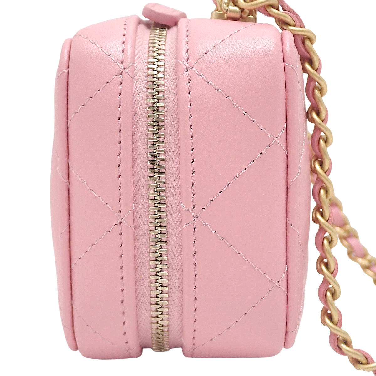 Matelassé Coco Mark Mini Vanity Chain Shoulder Bag Lambskin Pink