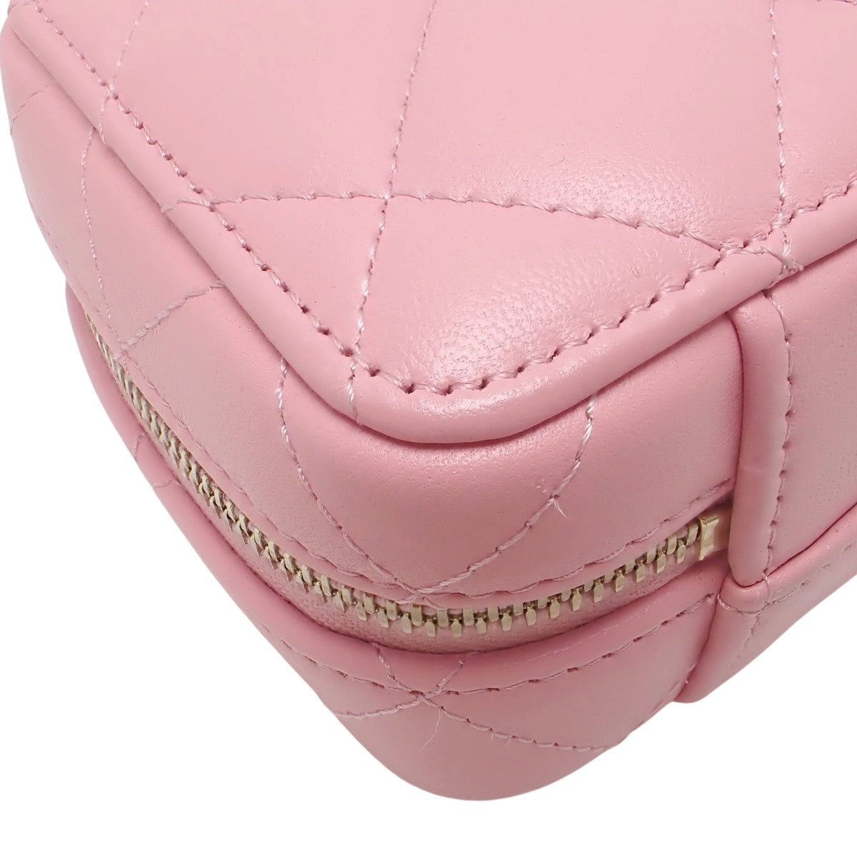 Matelassé Coco Mark Mini Vanity Chain Shoulder Bag Lambskin Pink