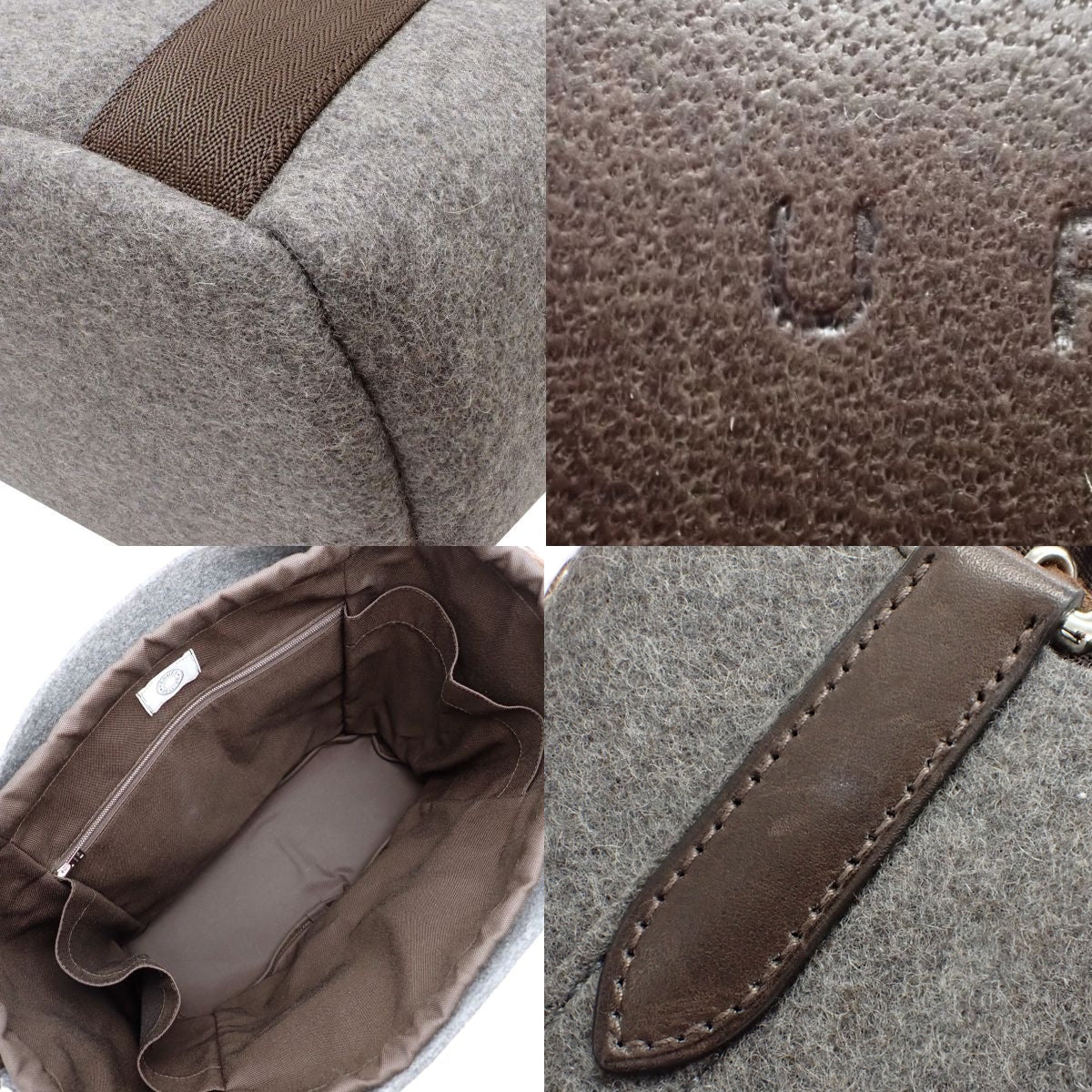HERMES サックドパンサージュ グルーム フェルト ナイロン レザー グリモワイヤン シルバー金具 U刻印｜Vintage Hermès Speciality｜Aoyama & Omotesando, Tokyo｜ORANGE BOUTIQUE