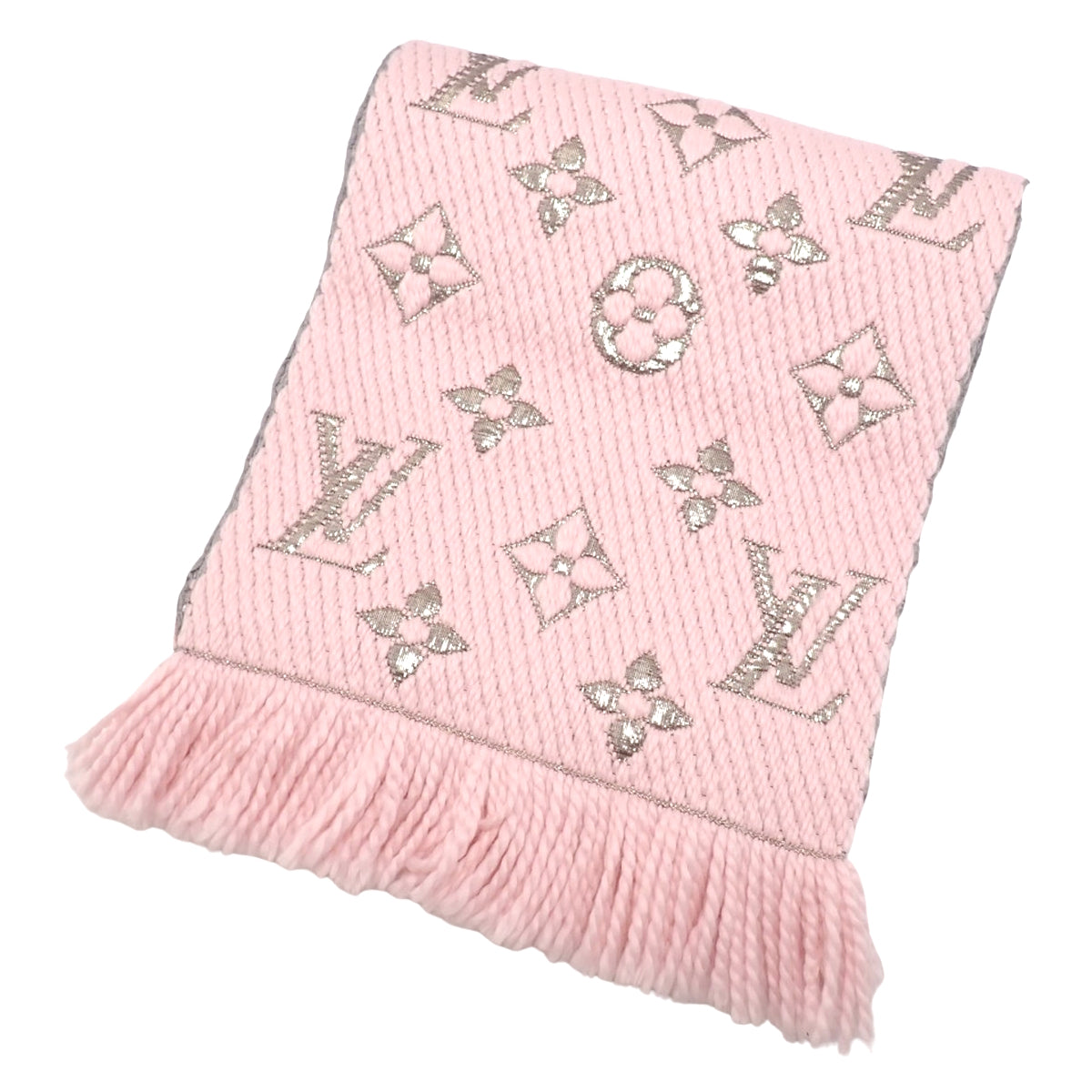 モノグラム エシャルプ・ロゴマニア シャイン ウール シルク ポリエステル ローズ・バレリーヌ M70466