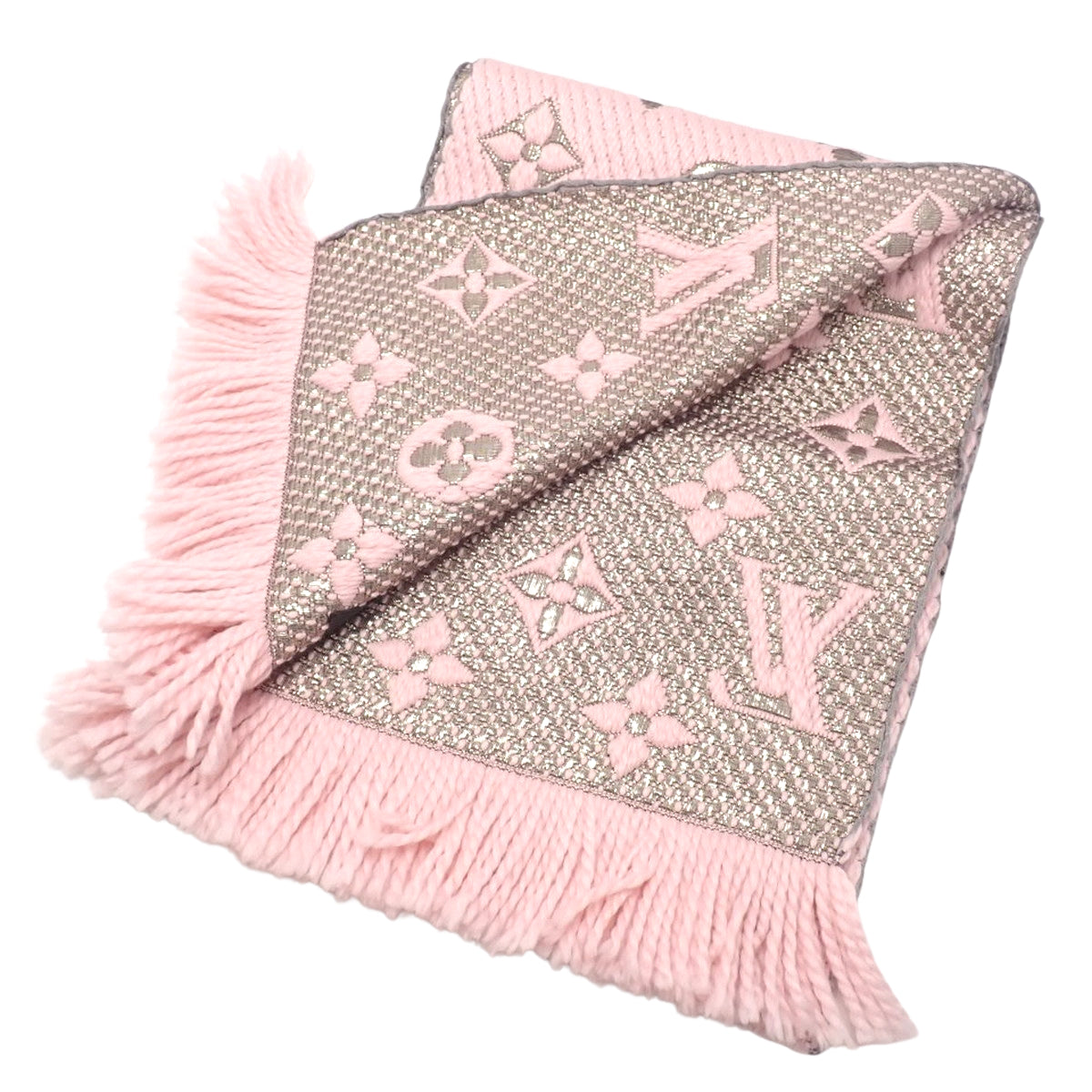 モノグラム エシャルプ・ロゴマニア シャイン ウール シルク ポリエステル ローズ・バレリーヌ M70466