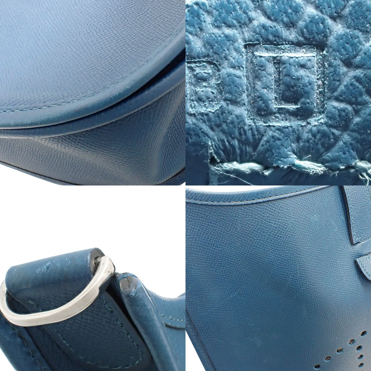 Evelyne III GM Veau Epsom Bleu Tonnerre Silver Hardware □L stamp
