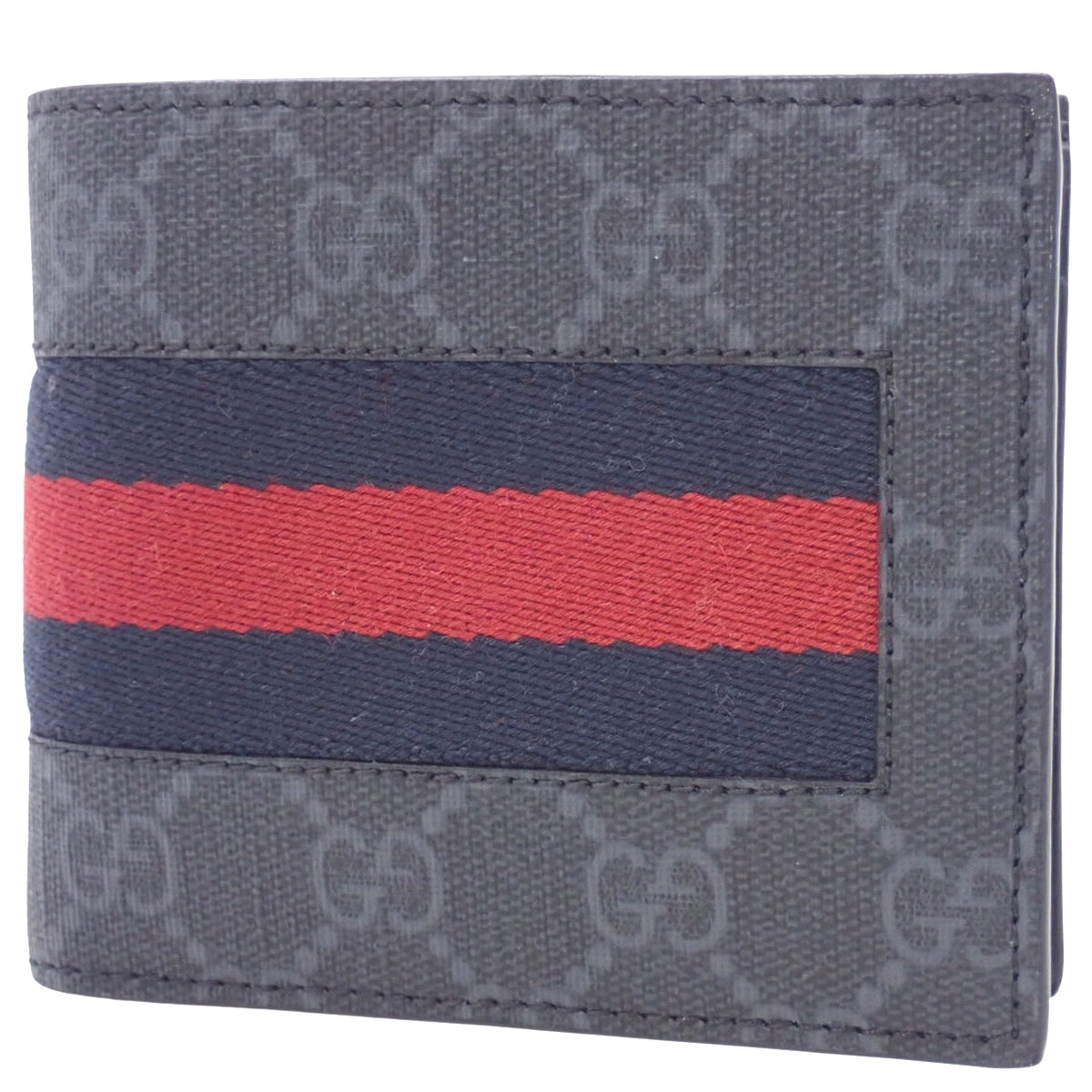 New Web Bi-fold Wallet GG Supreme Black Gray Navy Red 408826