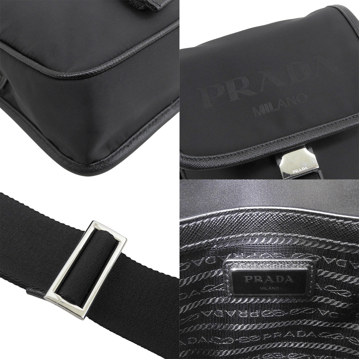 Re-Nylon ショルダーバッグ ナイロン サフィアーノレザー NERO ネロ 2VD028