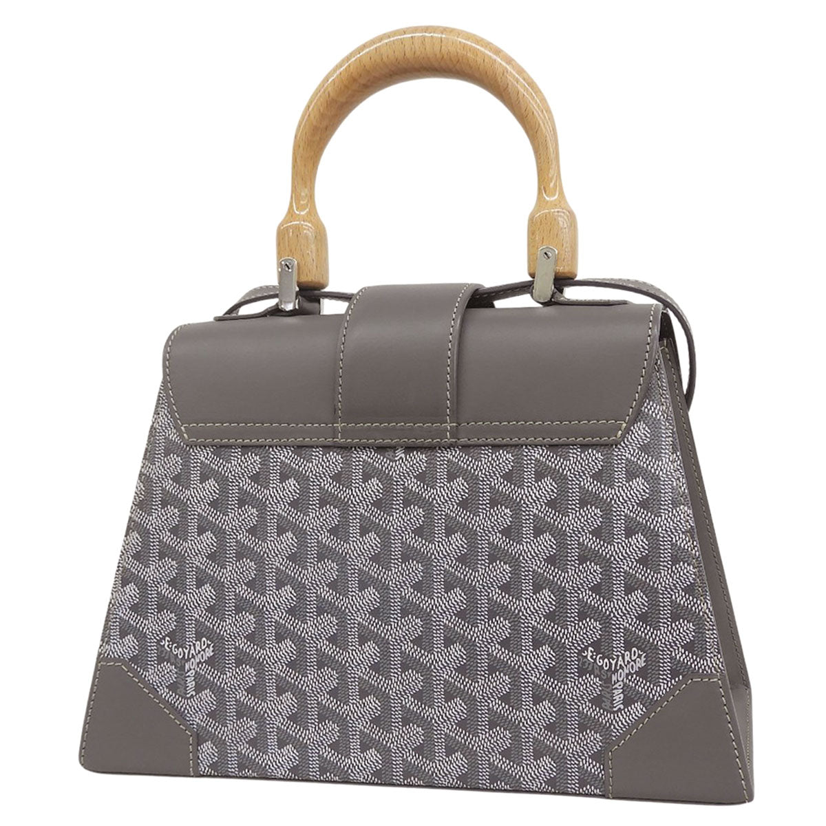 Saigon PM Leather Wood Goyardine Canvas Grey