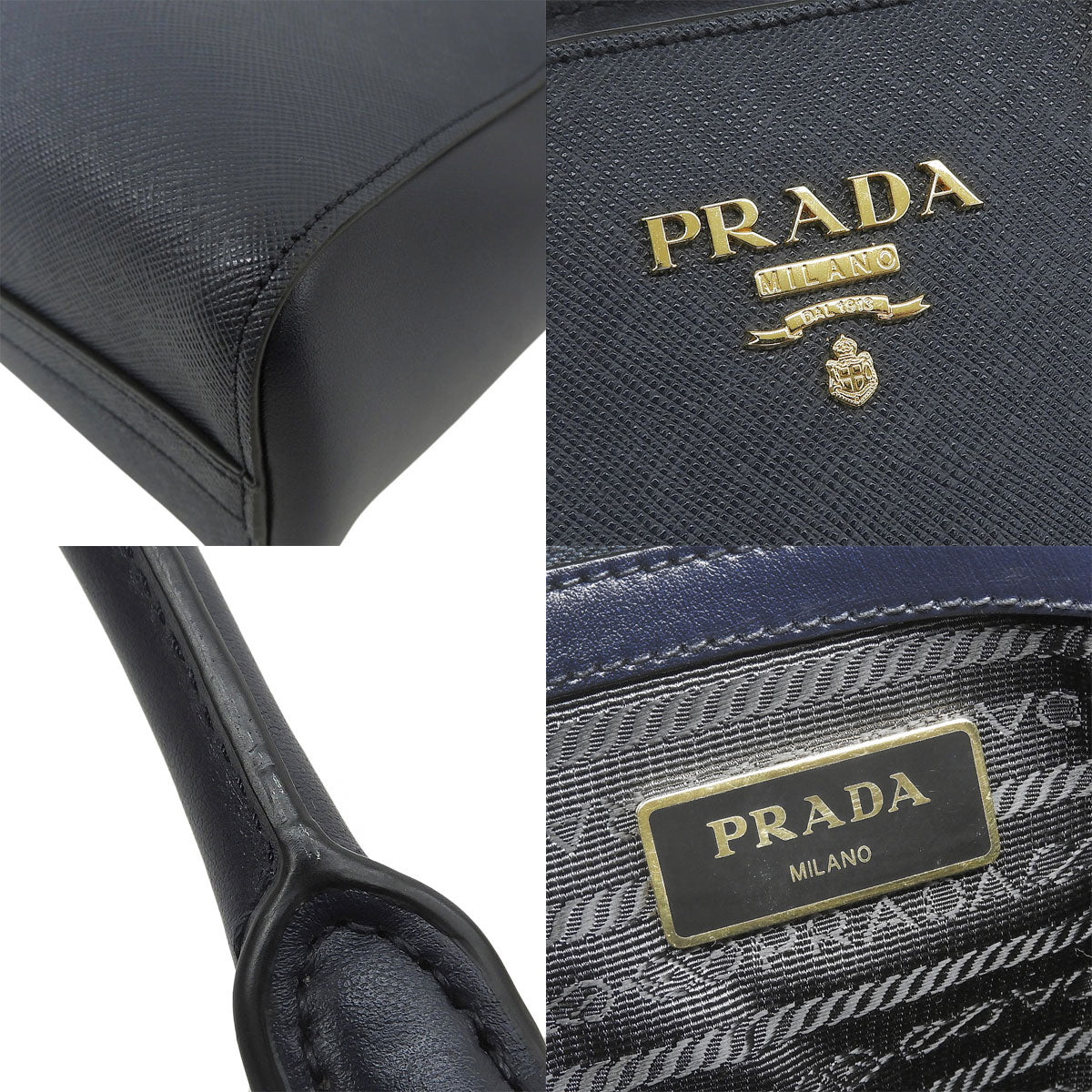 2-Way Saffiano Leather Bag Navy
