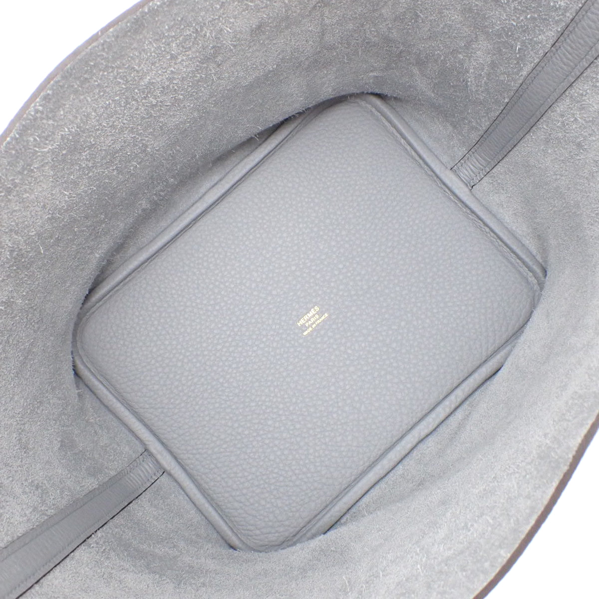 [Brand New] Picotin Lock MM Taurillon Clemence Gris Perle Gold Hardware K Stamp