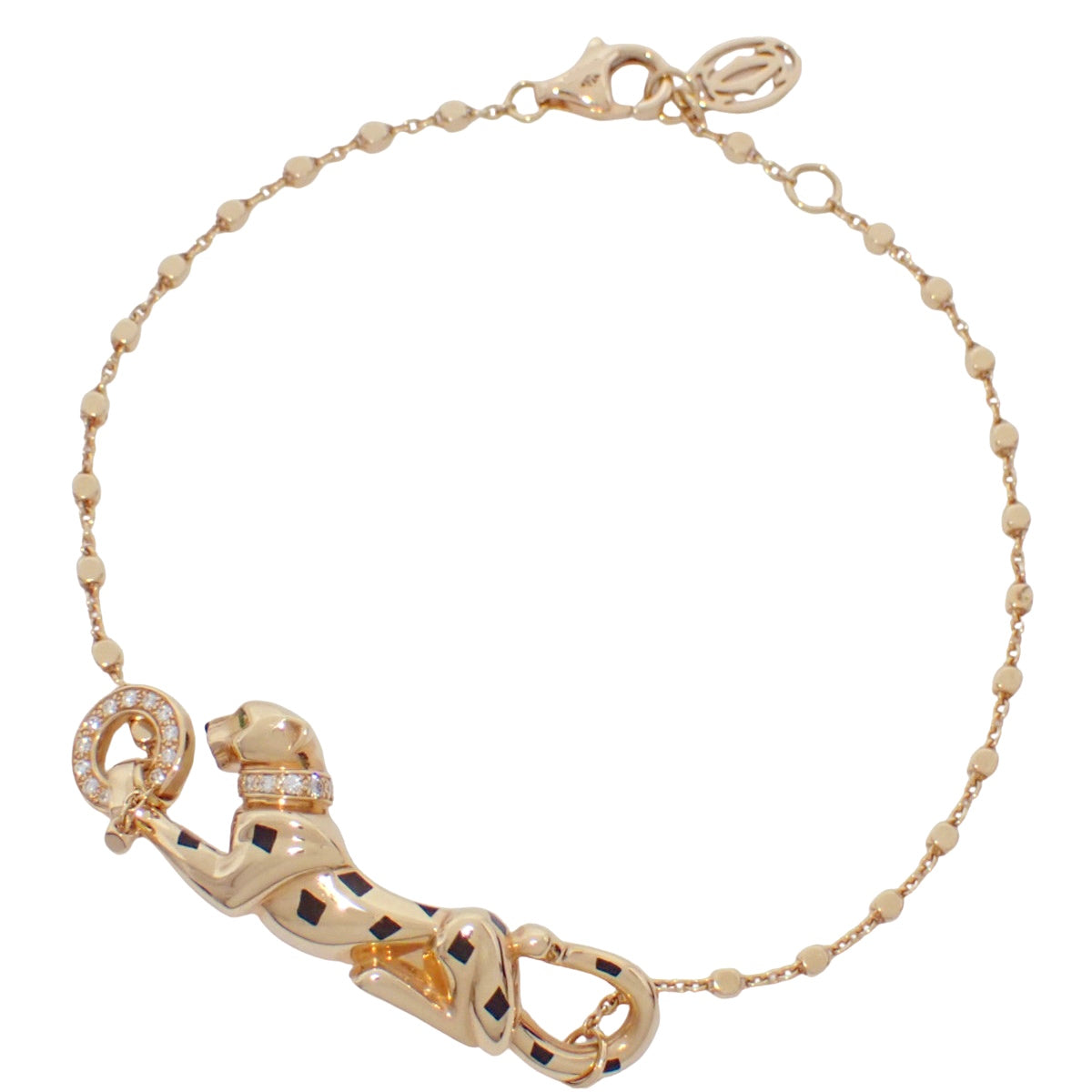 パンテール ドゥ カルティエ ブレスレット チェーン ダイヤモンド/ツァボライトガーネット ピンクゴールド K18PG 8.4g