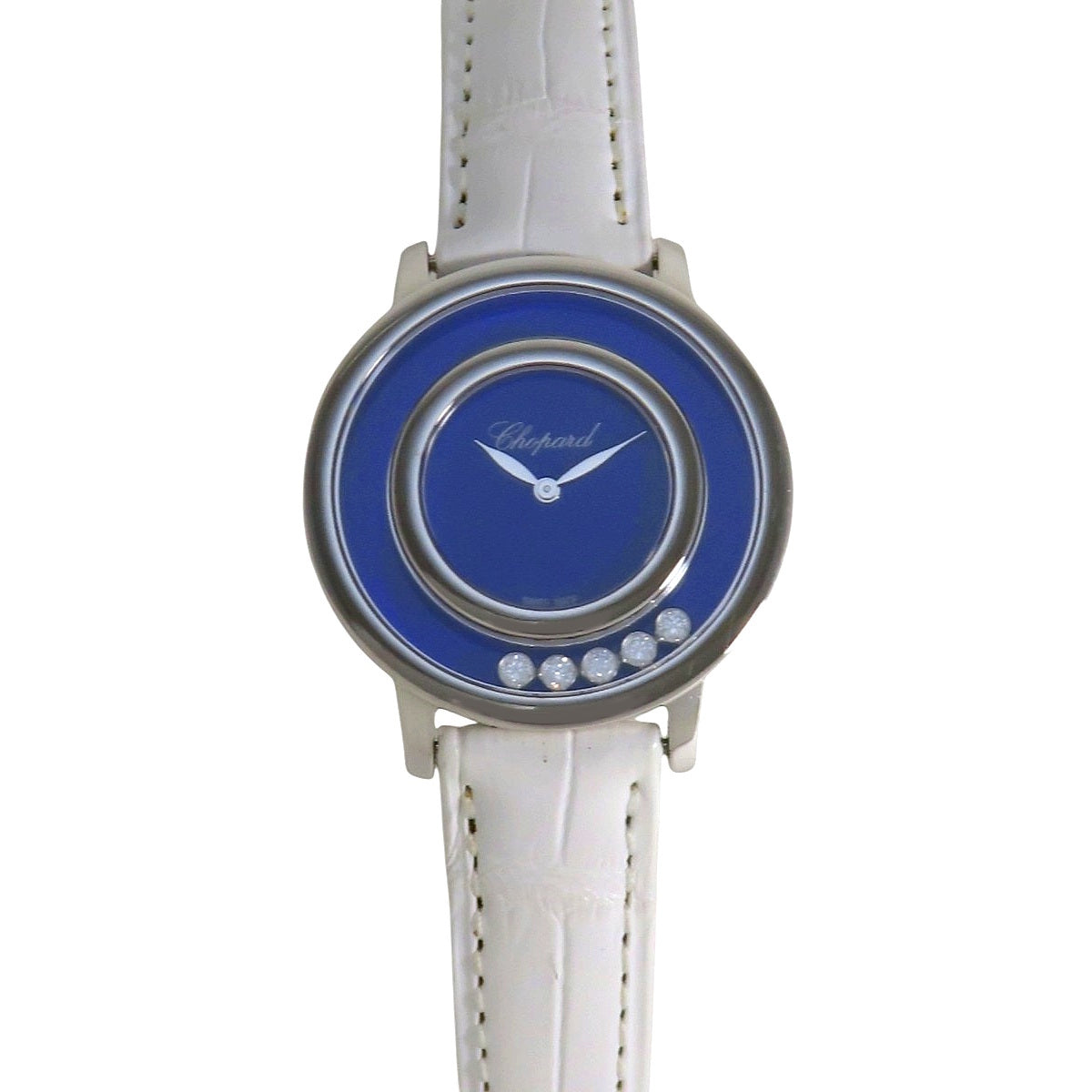 Happy Diamonds 5PD 209429 WG/Leather Blue Radio-Controlled Watch Women's
