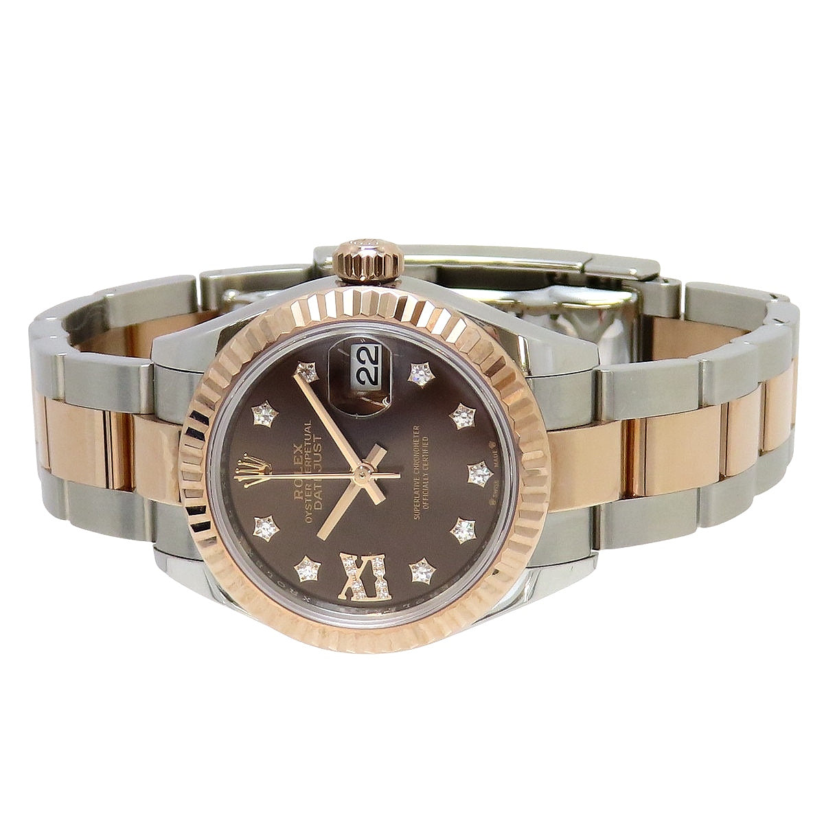 Datejust 28 279171G PG/SS Random Serial Chocolate/Diamond Index Automatic Ladies