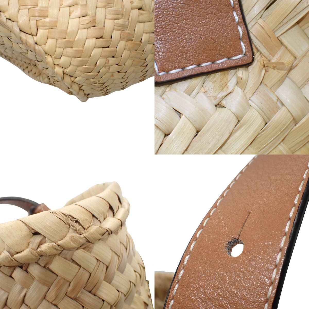 罗意威 LOEWE BASKET 小号棕榈叶和牛皮革篮子包 自然色/黄褐色 327.02.S93