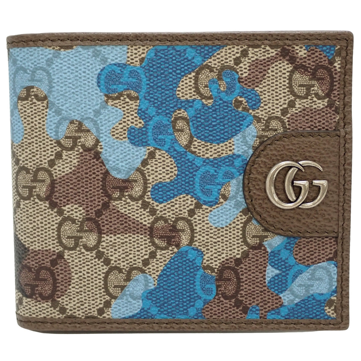 GGマーモント 二つ折り 財布 GGスプリームキャンバス ブラウン ブルー 834792