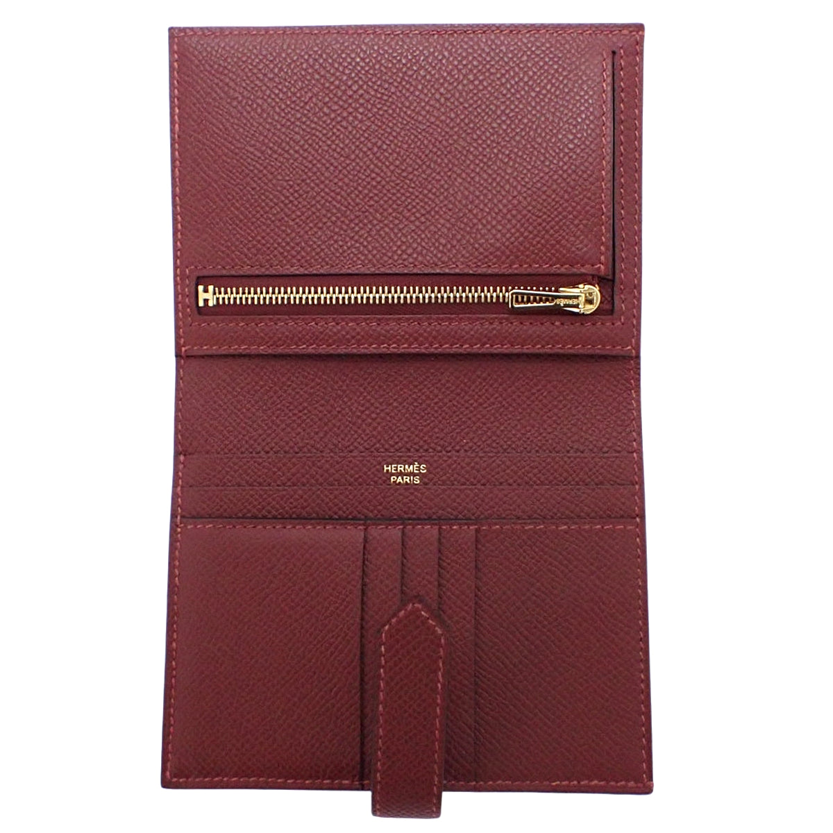 Bearn Compact Epsom Rouge H Gold Hardware W Stamp