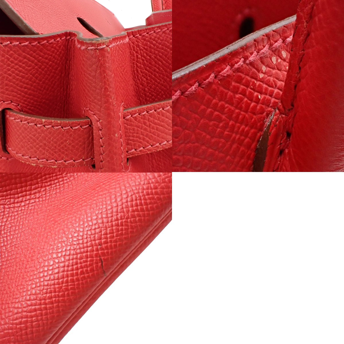 Birkin 30 Epsom 皮革 钯金扣 胭脂红色 银色金属件 □N刻印