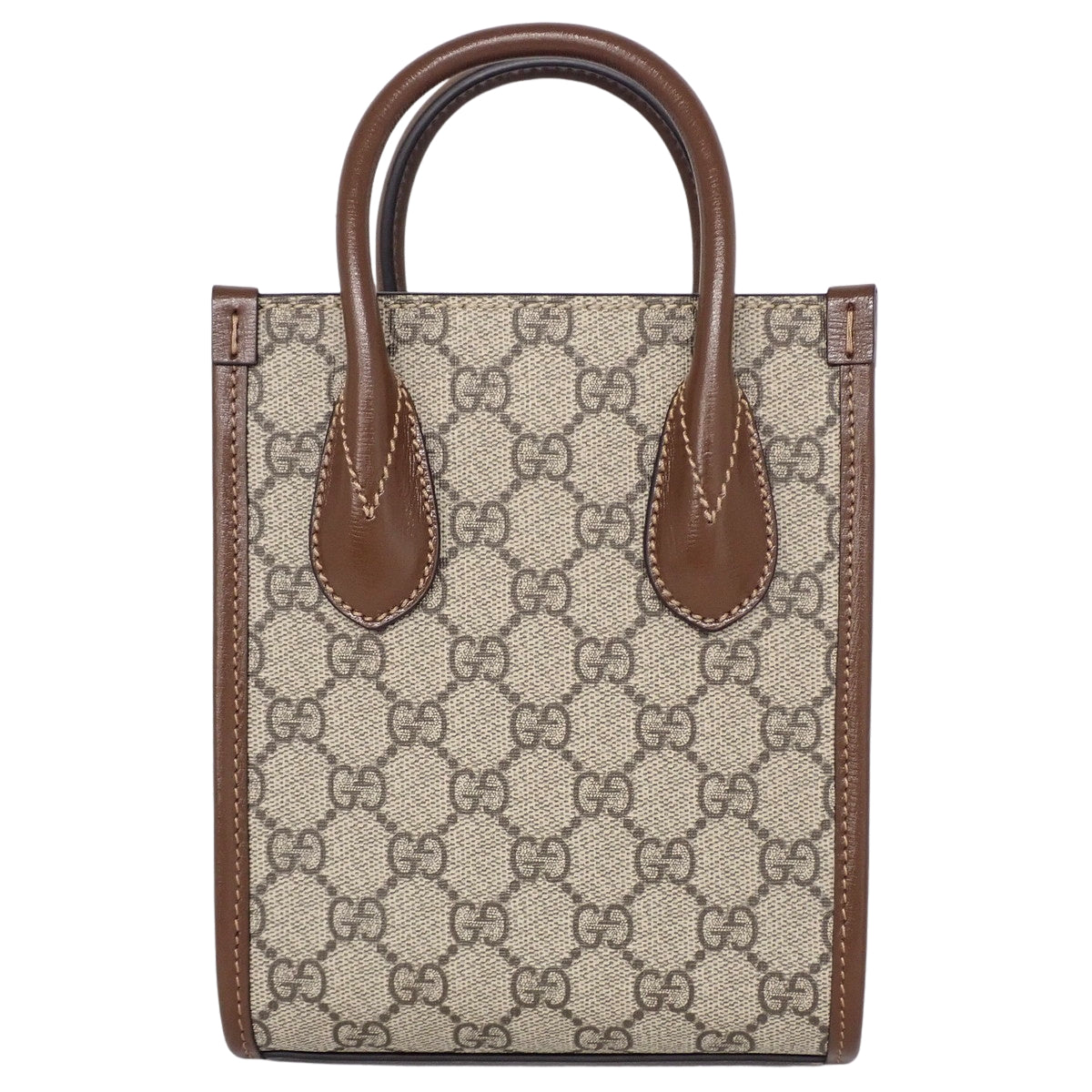 GG Supreme Interlocking G Mini Tote Bag Beige Brown 671623