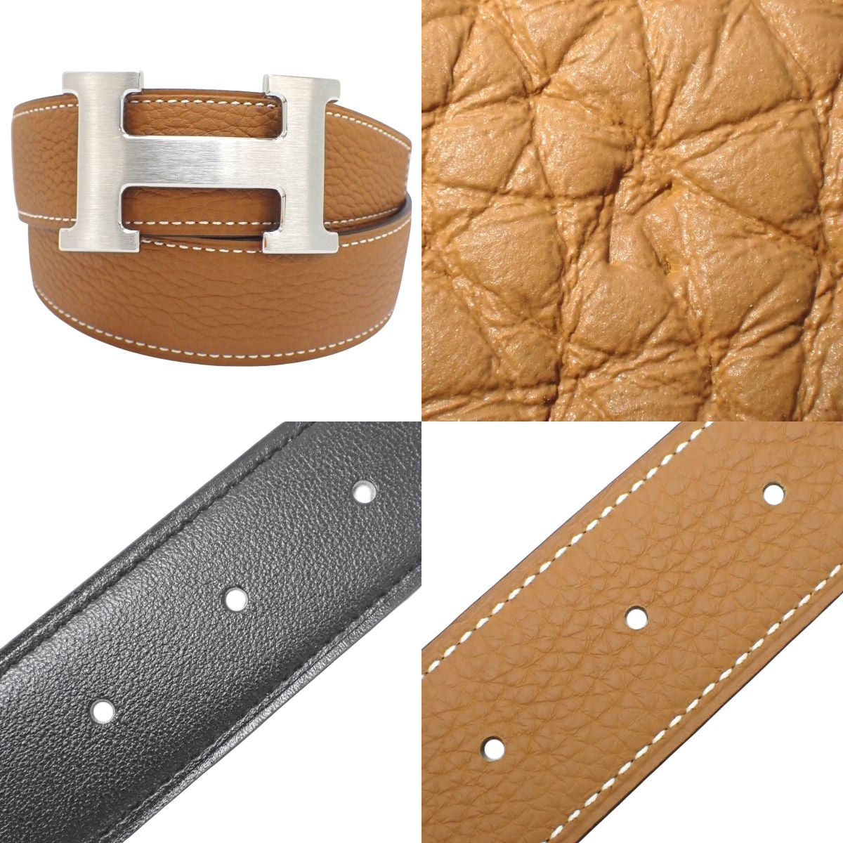 Constance H-belt Reversible 95 Togo Leather Gold K stamp