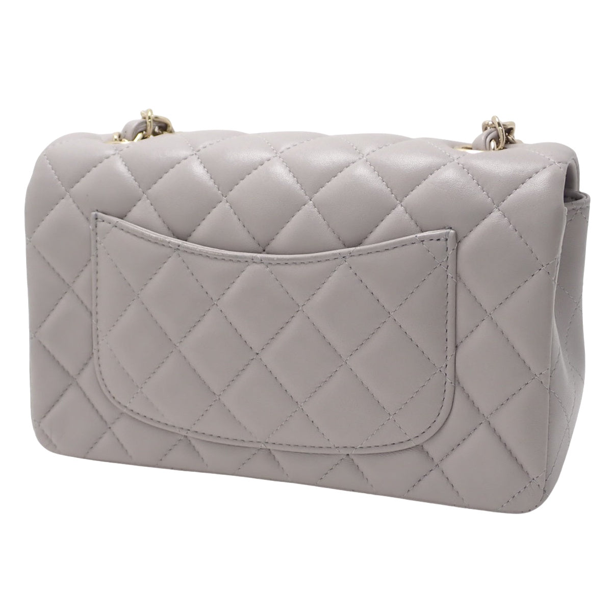 Matelassé Coco Mark Chain Shoulder Bag, Lambskin, Grey, Light Grey