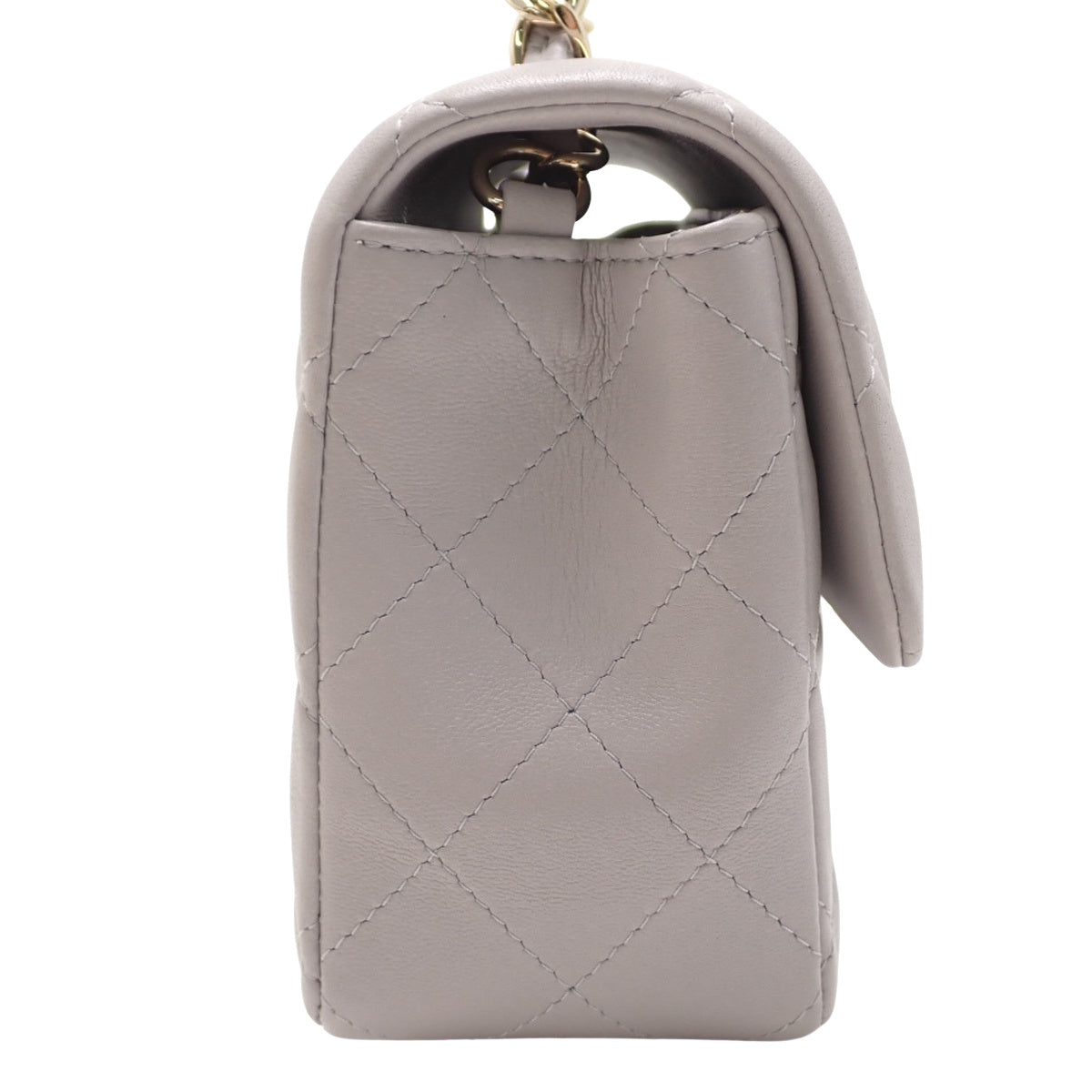 Matelassé Coco Mark Chain Shoulder Bag, Lambskin, Grey, Light Grey