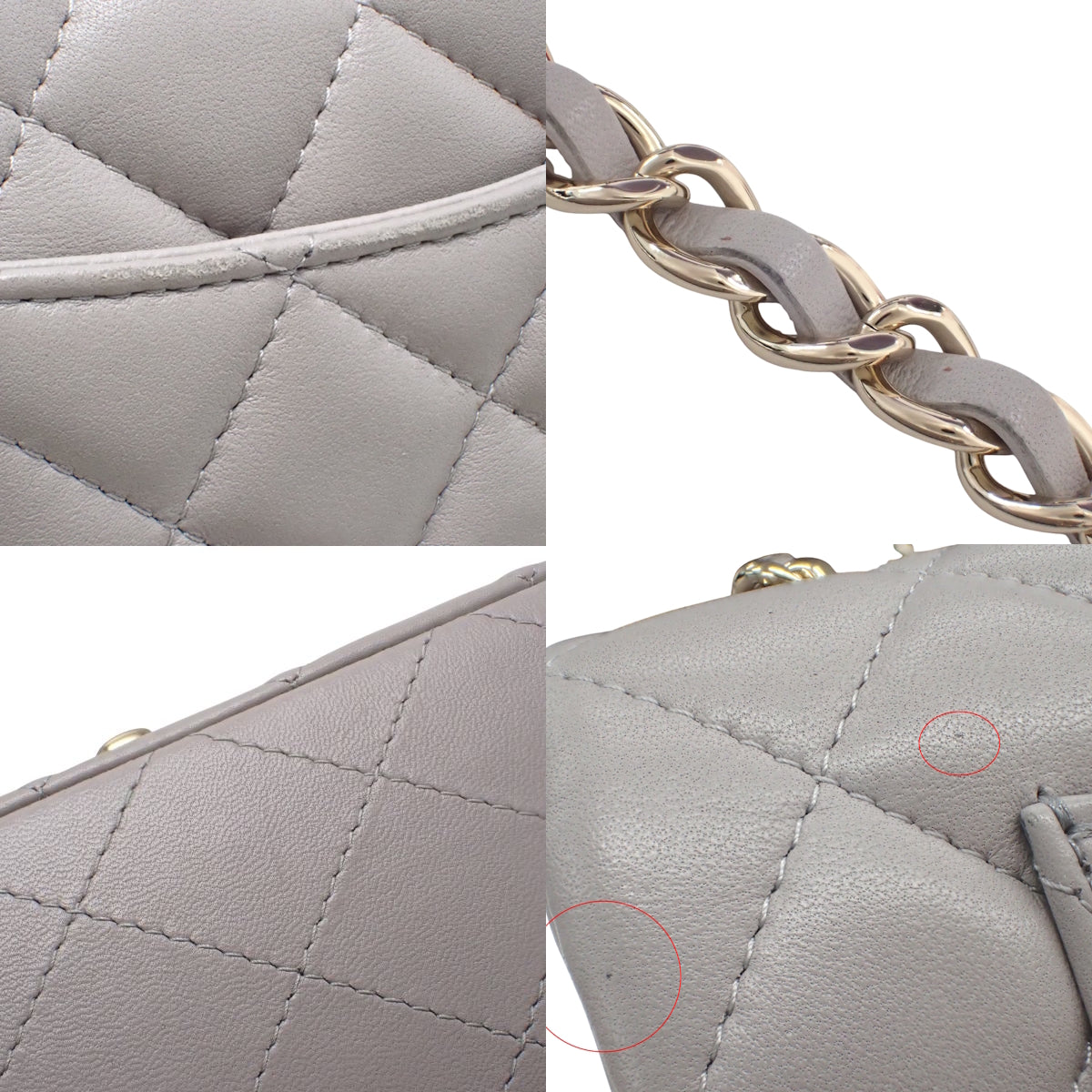 Matelassé Coco Mark Chain Shoulder Bag, Lambskin, Grey, Light Grey