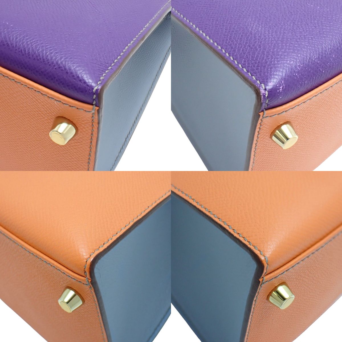 Kelly 32 (Sellier) Veau Epsom Ultraviolet Bleu Lin Gold hardware □Q stamp