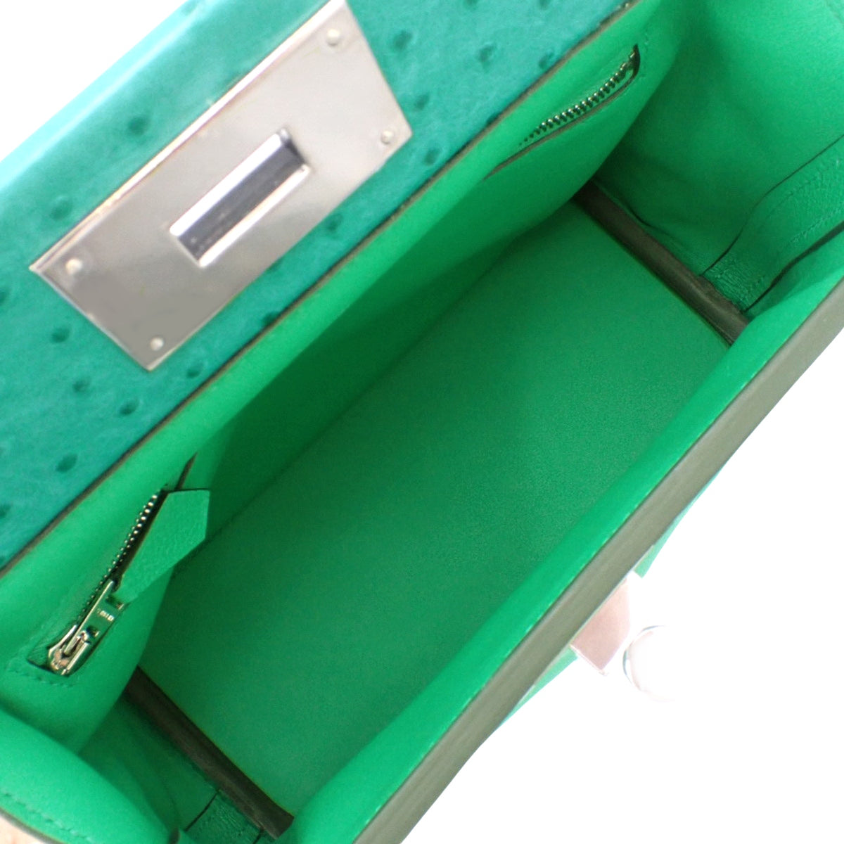 Sacヴァンキャトル Mini 21 Touch Evercolor Ostrich Palladium Hardware Menthe Silver Hardware U-stamp