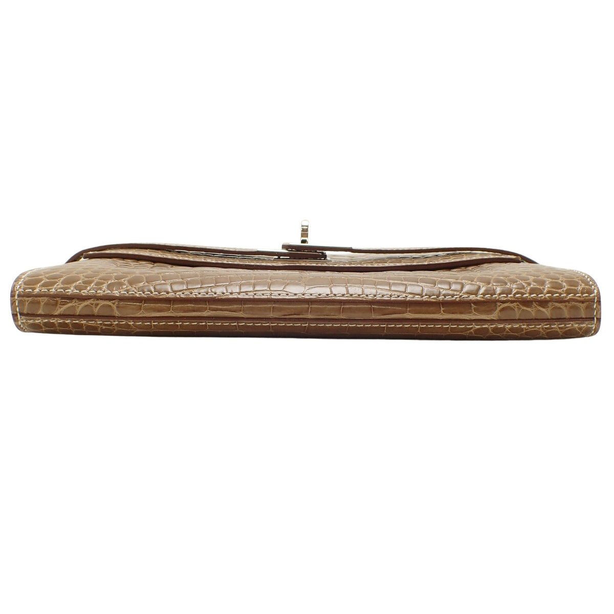 Kelly Wallet Long Alligator Crocodile Palladium Hardware Tabac Camel Silver Hardware C stamp