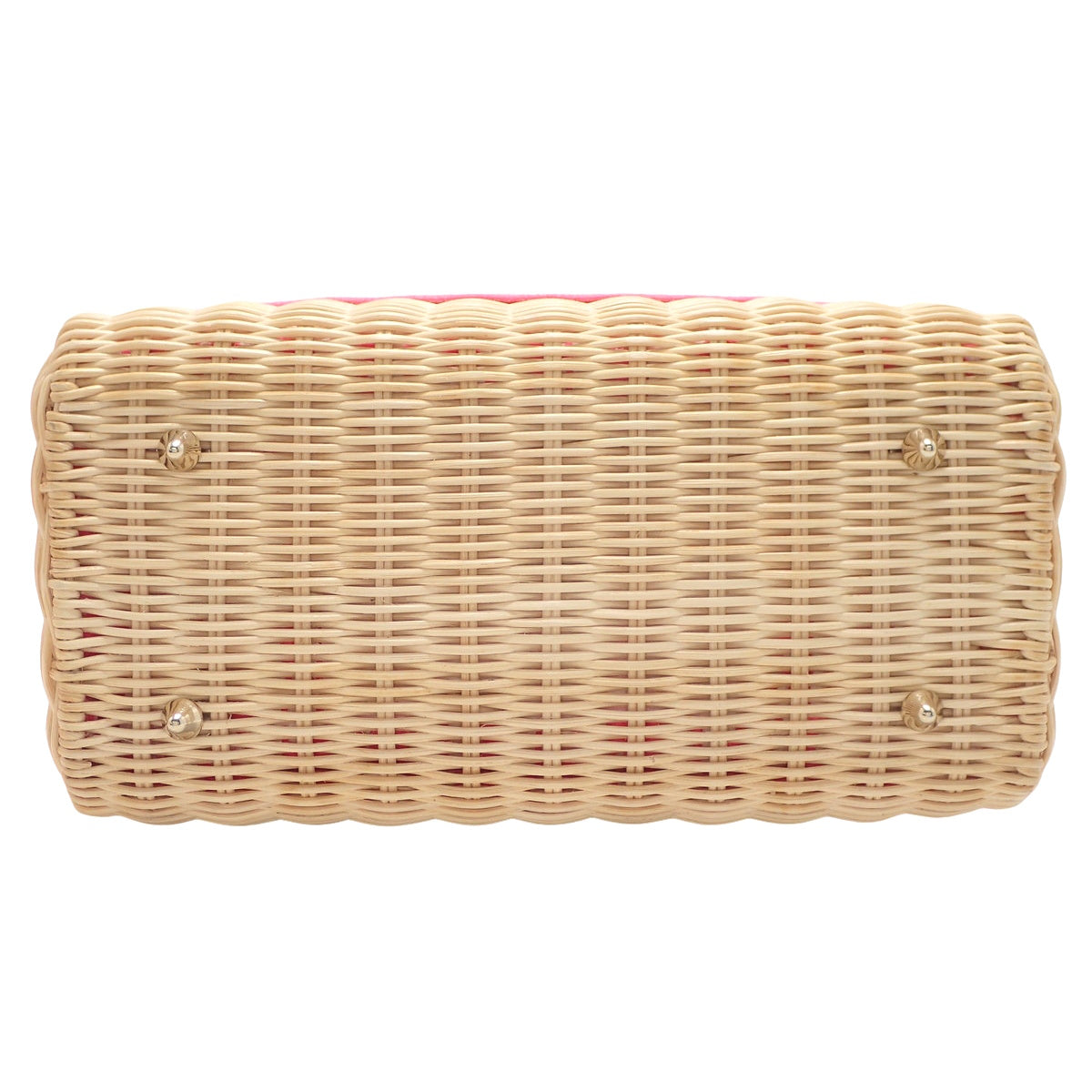 藤格纹 Lady Dior 中号 藤条 帆布 粉色 米色