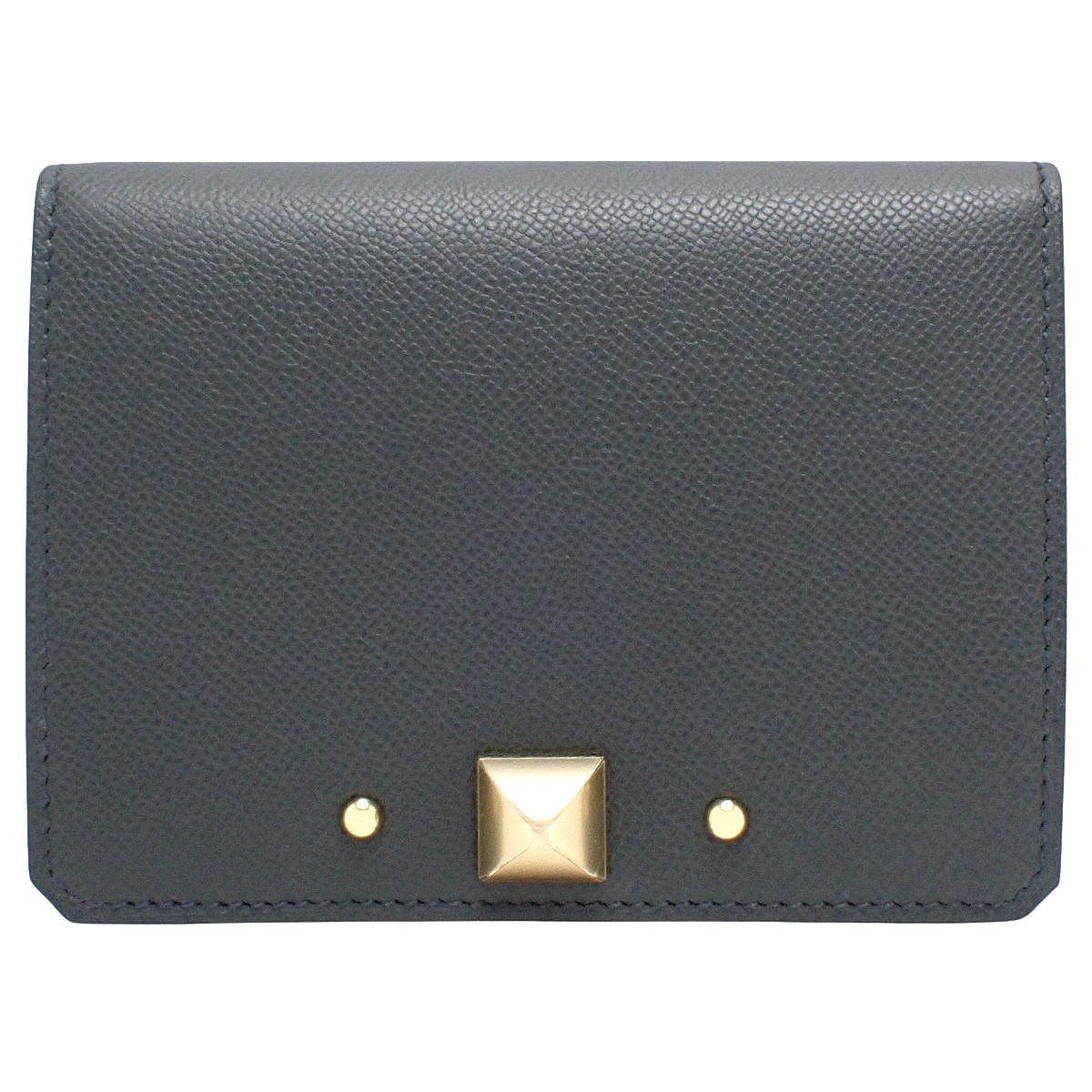 Medor Card Case, Veau Madame, Graphite, Gold Hardware, W stamp