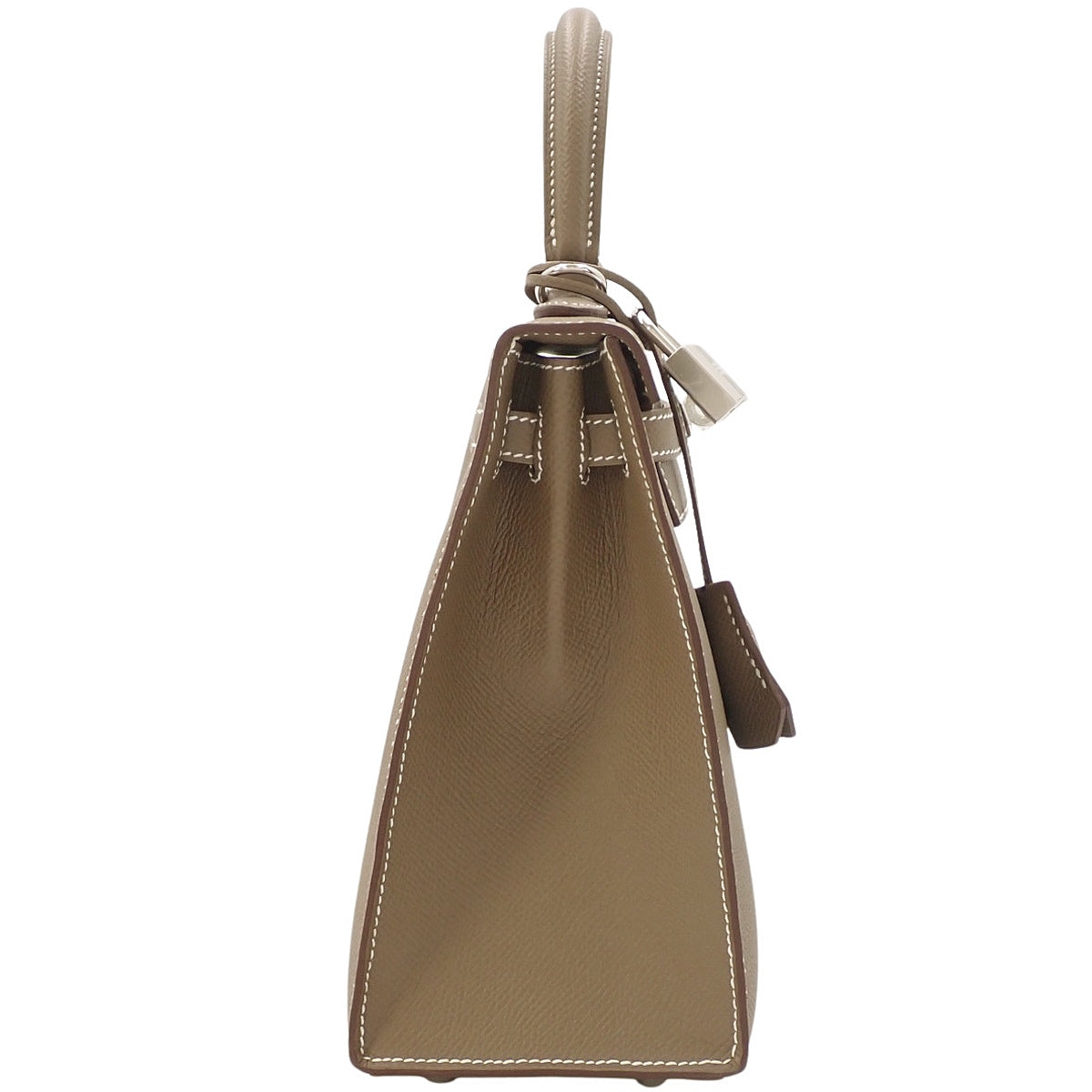 [New] Kelly 25 (Sellier) G stamp Veau Epsom Palladium Hardware Etoupe/Étoupe Silver Hardware